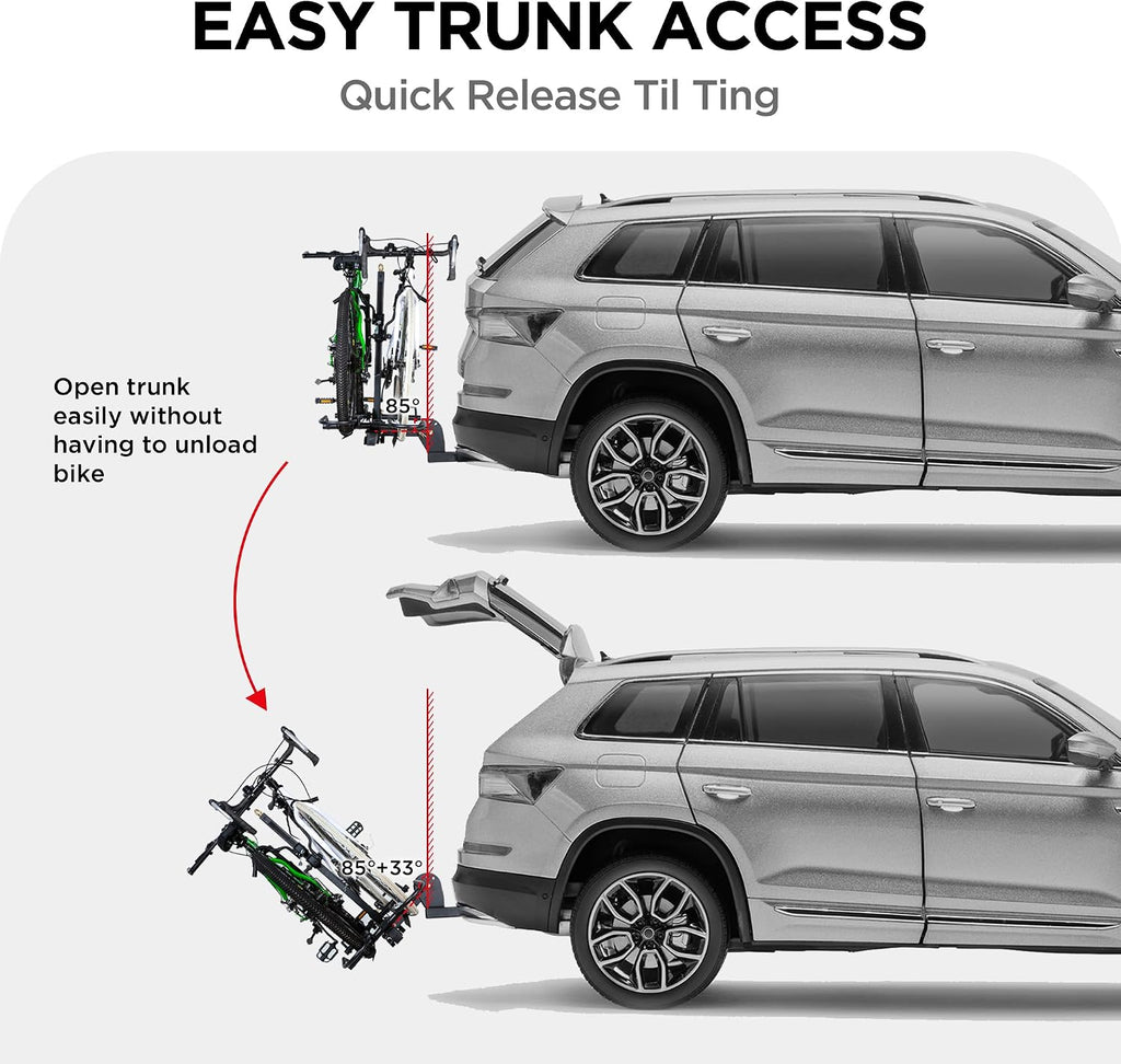 Young Bike Rack for Car, 200 lbs Capacity Hitch Mount 2-Bike Rack with Lock, Heavy Duty Carrier for Fat Tire Bikes Fits SUV Truck RV Van Trailer
