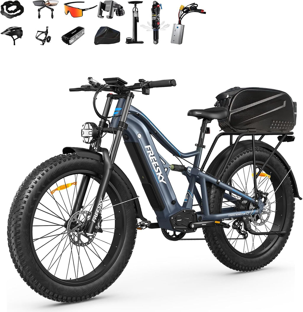 FREESKY Swift Horse Ultra 2026 Electric Bike with 3500W BAFANG Motor, 48V 35Ah Samsung Cells Battery, 26' Fat Tires, Up to 38MPH &140-Mile Range, Smart Keys, Full Suspension Mountain EBike for Adults