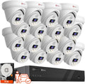 Two-Way Audio, Anpviz 16CH PoE Security Camera System, AI Human Vehicle Detection, 16PCS Wired 6MP PoE IP Cameras for Business Home, 12MP 16CH NVR Pre-Installed 4TB HDD for 24-7 Recording, NDAA