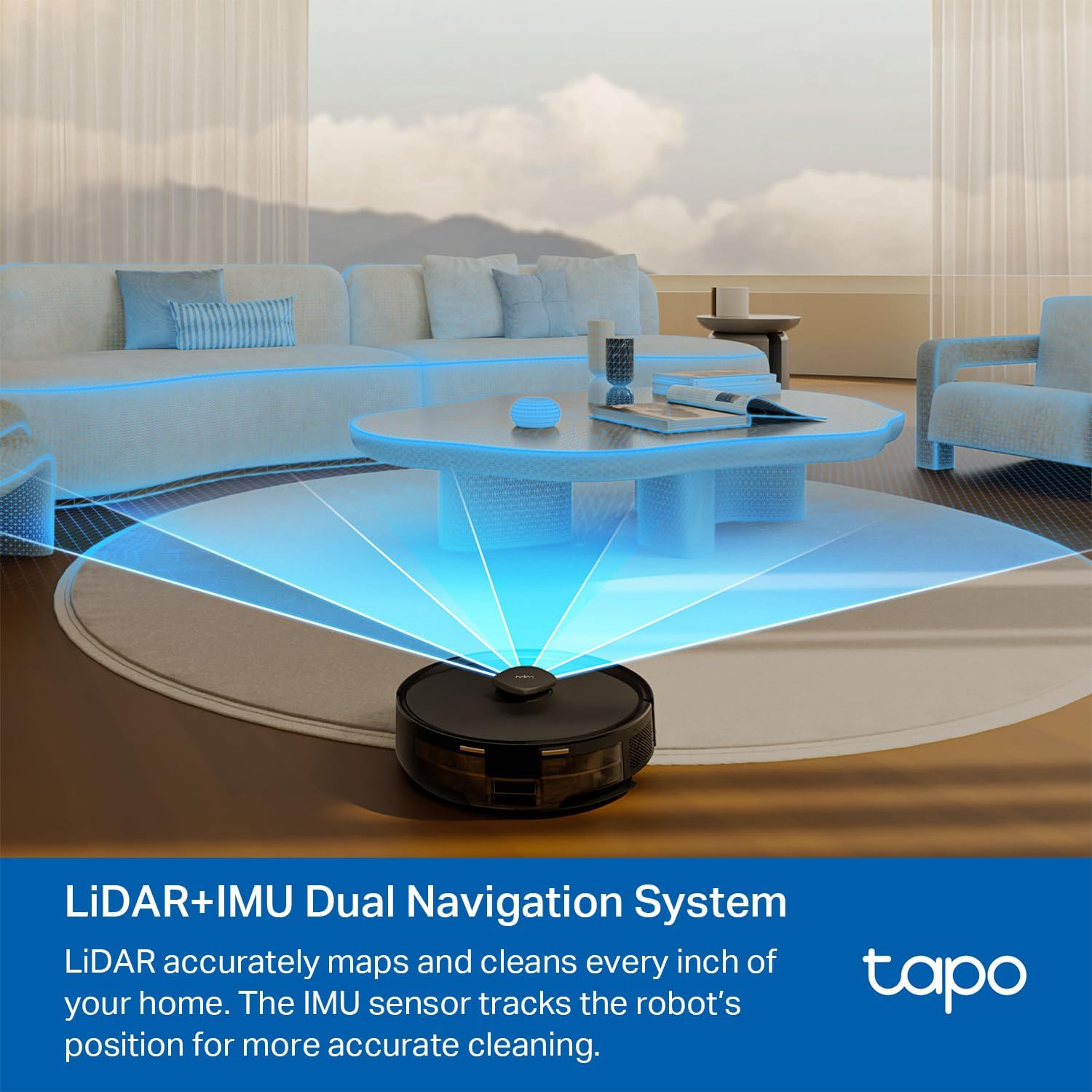 Tapo LiDAR Smart Navigation Robot Vacuum and Mop, 5300Pa Max, 97%+ Dust Pickup Rate, Customizable Cleaning, Self-Charging, Works w/Alexa & Google Home, RV30 Max