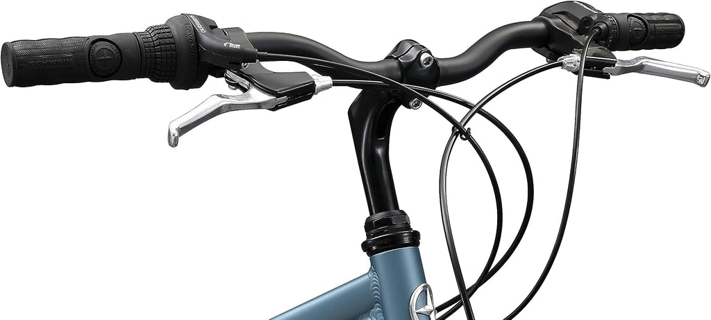 Schwinn Network 3.5 Hybrid Bike, Mens and Womens Bike, 21-Speed Hybrid Bicycle, Aluminum Frame, Suspension Seat, Alloy Linear Pull Brakes, Adult Bicycle