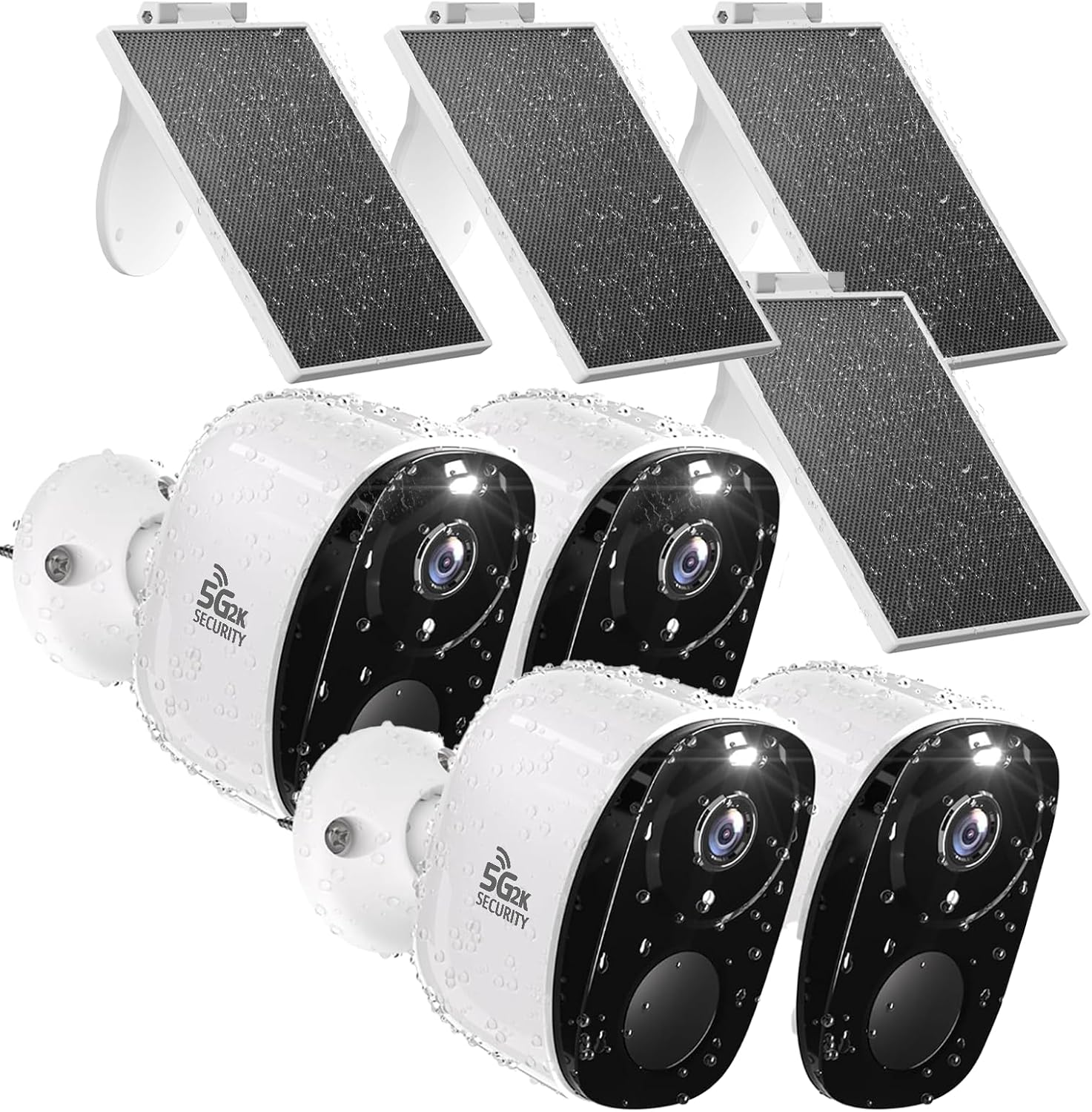 ELECCTV 4Pack Solar Security Cameras Wireless Outdoor, Outdoor Cameras for Home Security, Home Camera with Motion Detection Alarm Floodlight Color Night Vision 2-Way Audio Waterproof,IP65 SD/Cloud