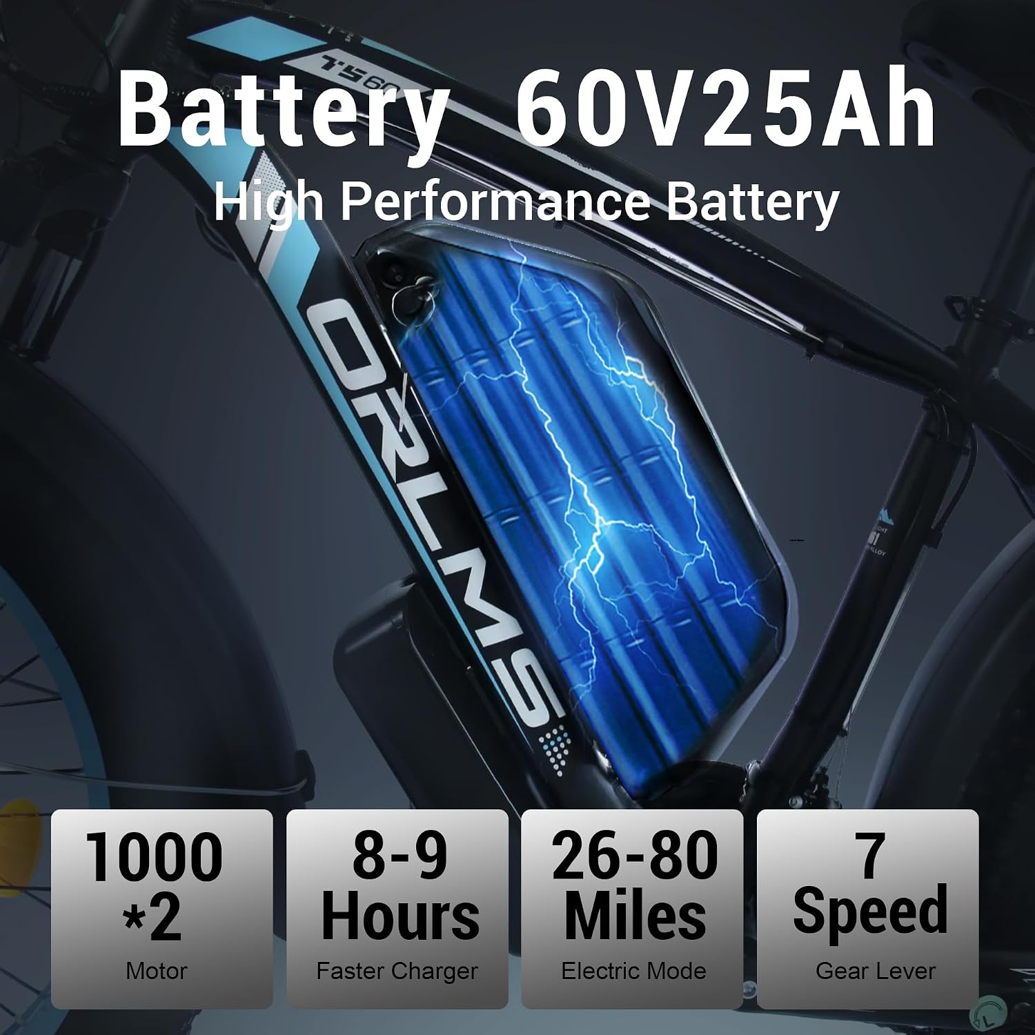 6000W Peak Dual Motor Electric Bike for Adults, 60V 25AH Battery, 45MPH & 100 Miles Range,21-Speed Full Suspension, 26' x 4.0' Fat Tire Off-Road E-Bike for All Terrain Snow Sand