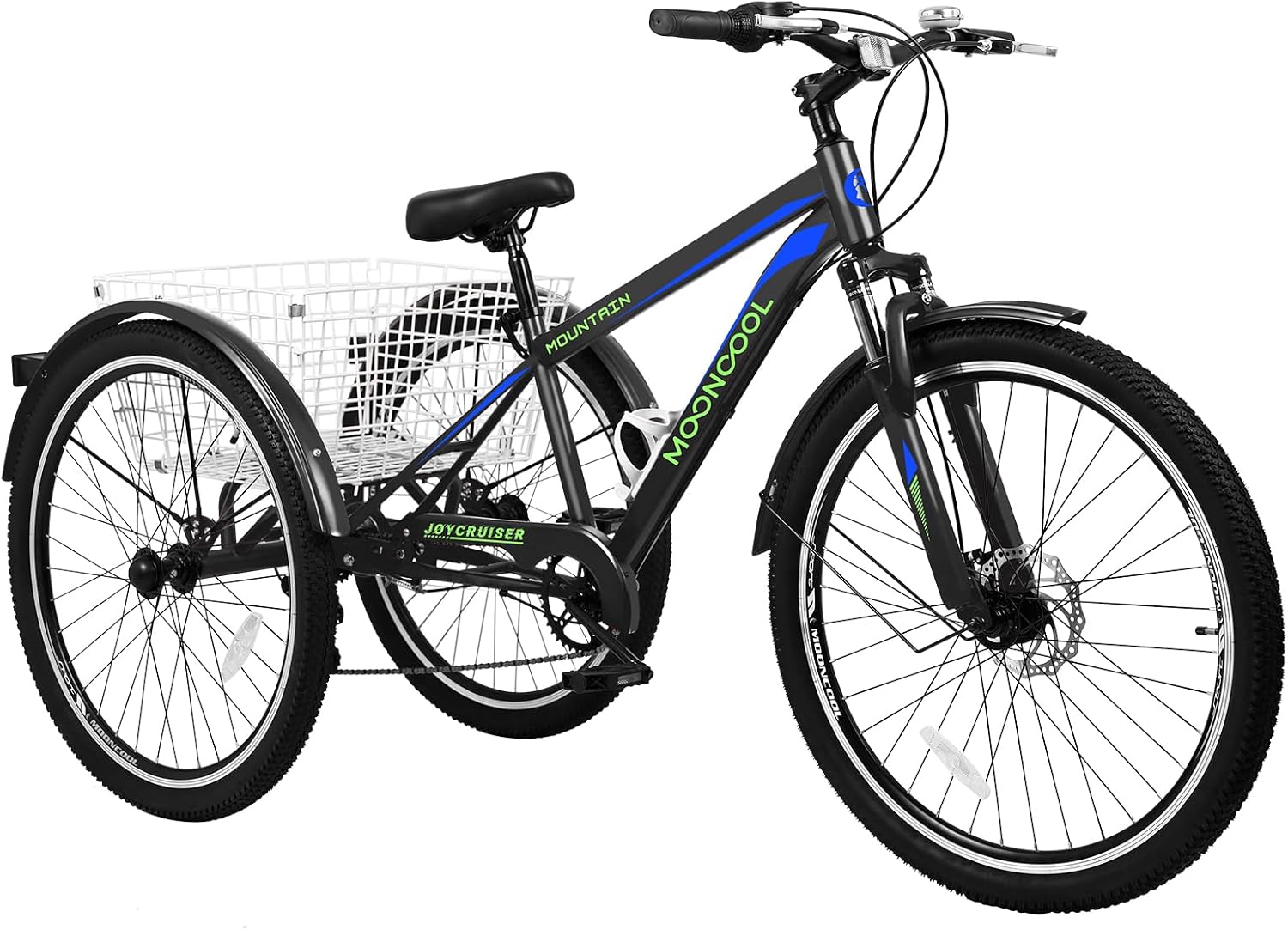 NAIZEA Adult Mountain Tricycle, 7 Speed Three Wheel Cruiser Bike, 27.5 Inch Adults Trikes with Shopping Basket, Exercise Men's Women's Tricycles, Multiple Colors