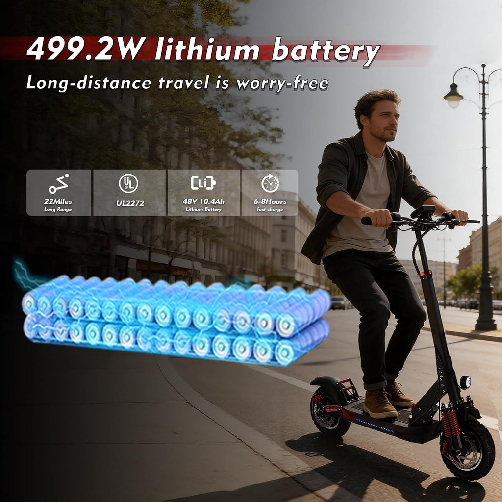 Electric Scooter for Adults, 350W/800W Motor, 15/22/34 Miles Range, 8.5/10' tire, Folding E-Scooter with Dual Suspension, Teenage Off-Road E Scooter