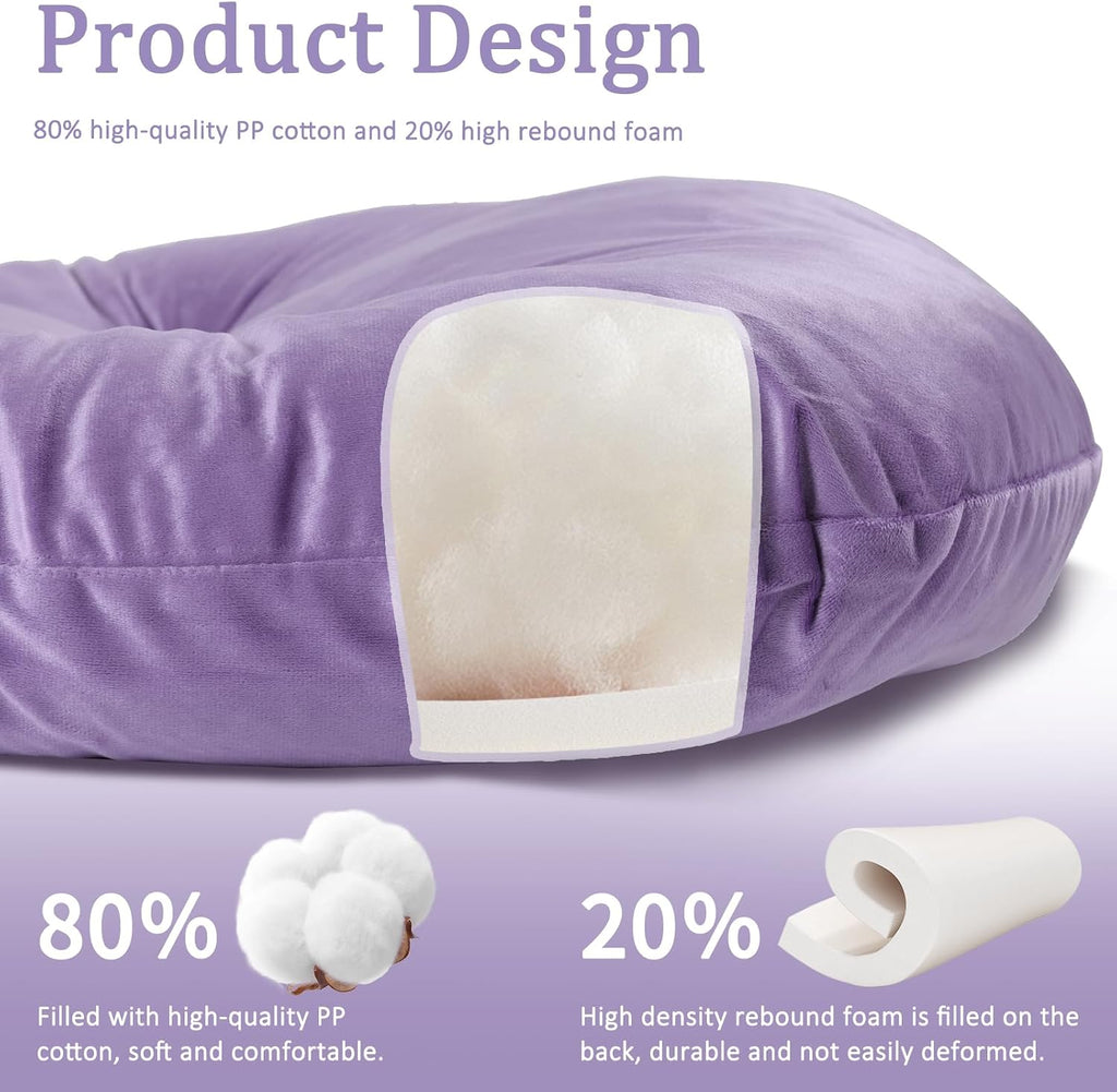 BECHAEO 5PCS Velvet Glider Rocker Replacement Cushions with Ottoman Cover Soft Thicken Rocking Chair Cushion Set for Indoor Nursery Glider Rocking Chair, Lavender