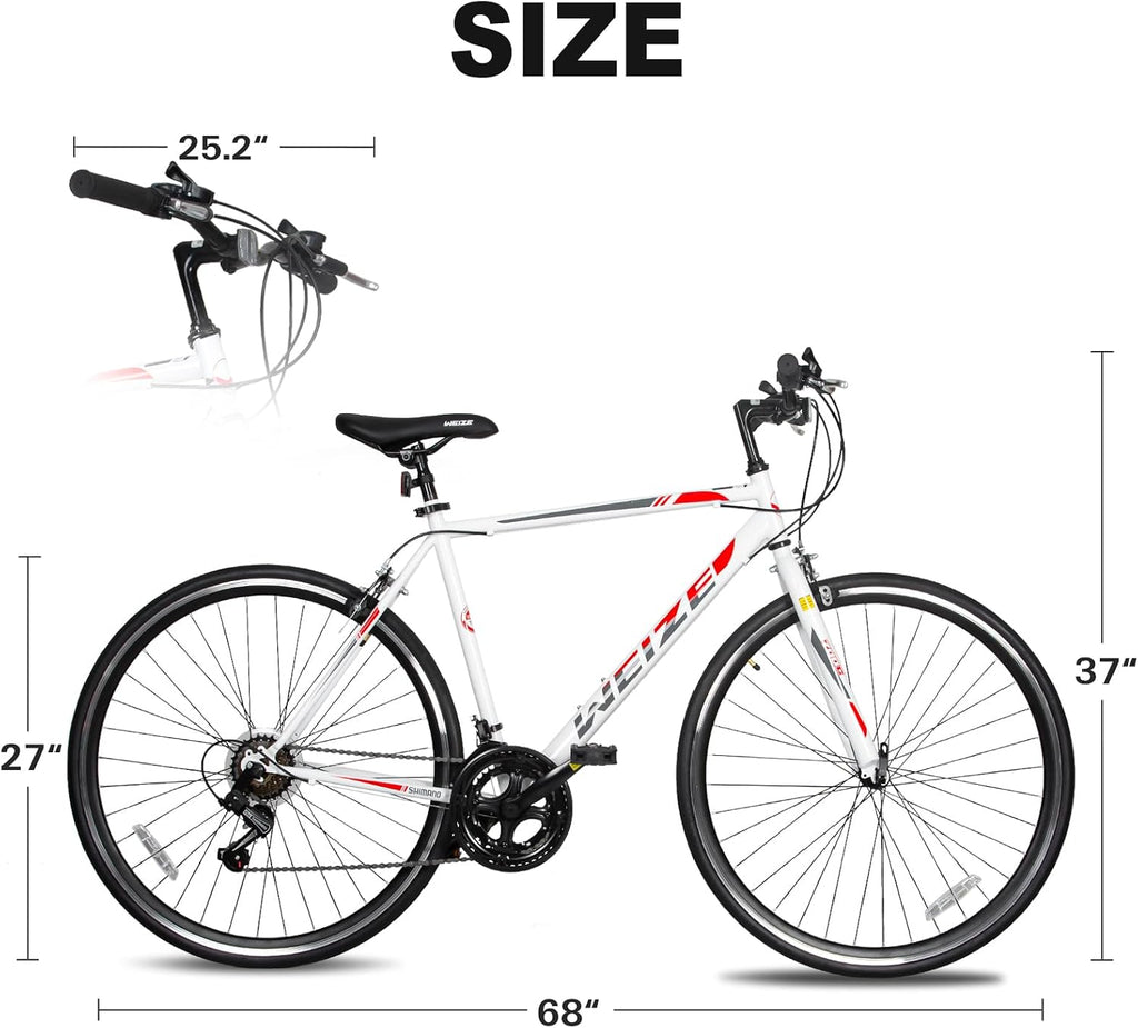 WEIZE 700C Hybrid Bike for Adults, 14 Speed Road Bike, City Commuter Bicycle with Caliper Brakes, High-Carbon Steel Racing Adult Bike, Urban Adult Bicycle for Men and Women