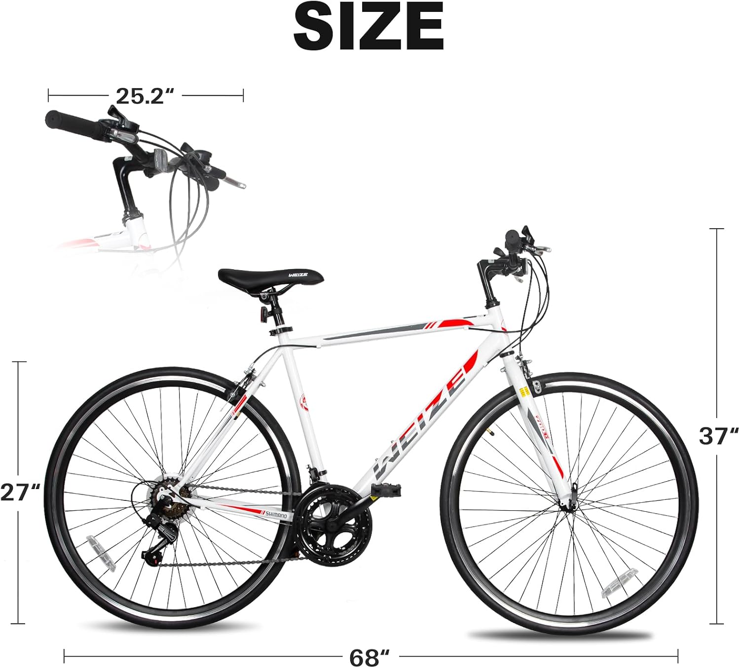 WEIZE 700C Hybrid Bike for Adults, 14 Speed Road Bike, City Commuter Bicycle with Caliper Brakes, High-Carbon Steel Racing Adult Bike, Urban Adult Bicycle for Men and Women