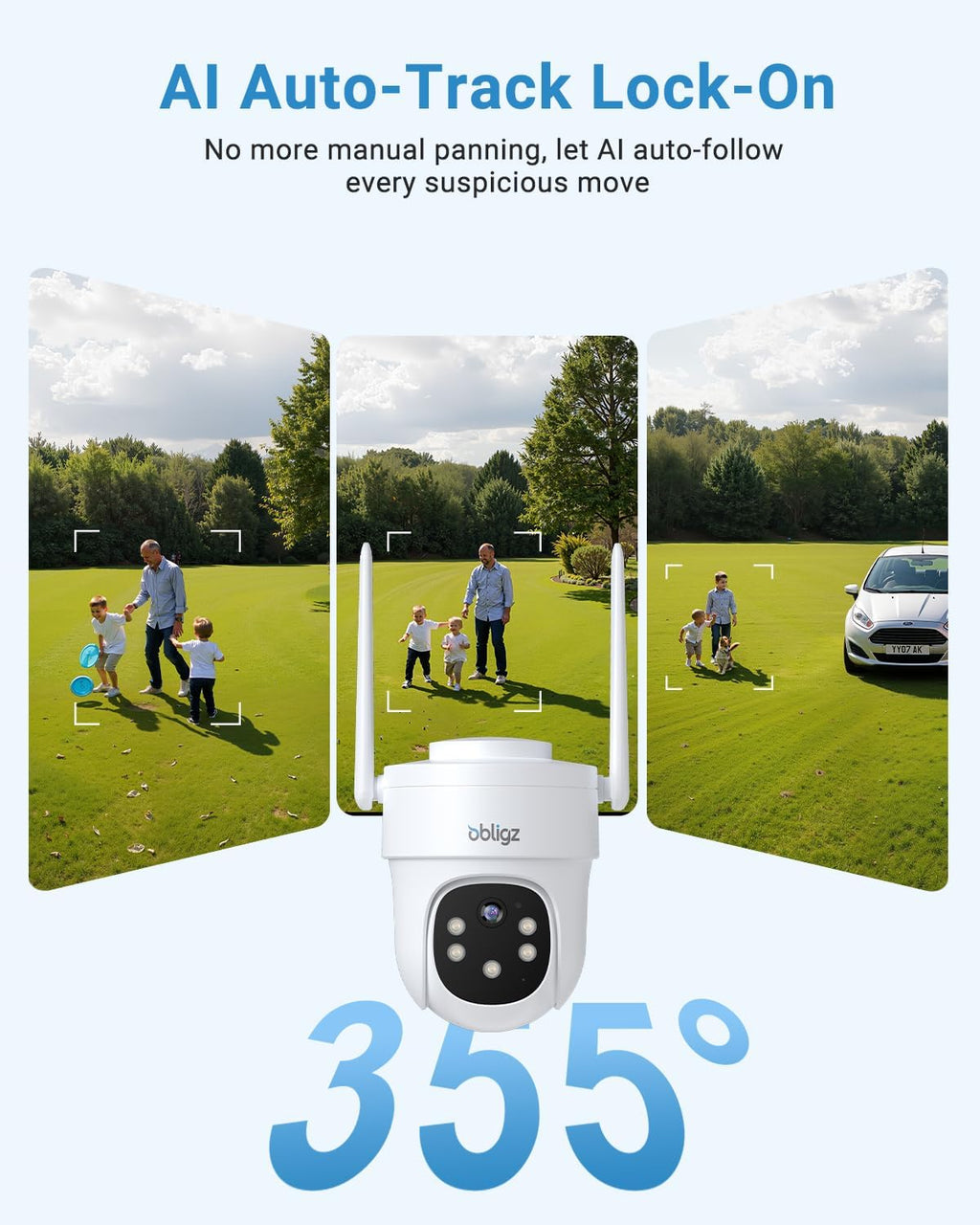 Solar Camera Security Outdoor - AOV 24/7 Recording Security Cameras Wireless Outdoor with 360° View, Human Auto Tracking, 2K Night Vision, Compatible with Alexa/Google Assistant (4 Pack)