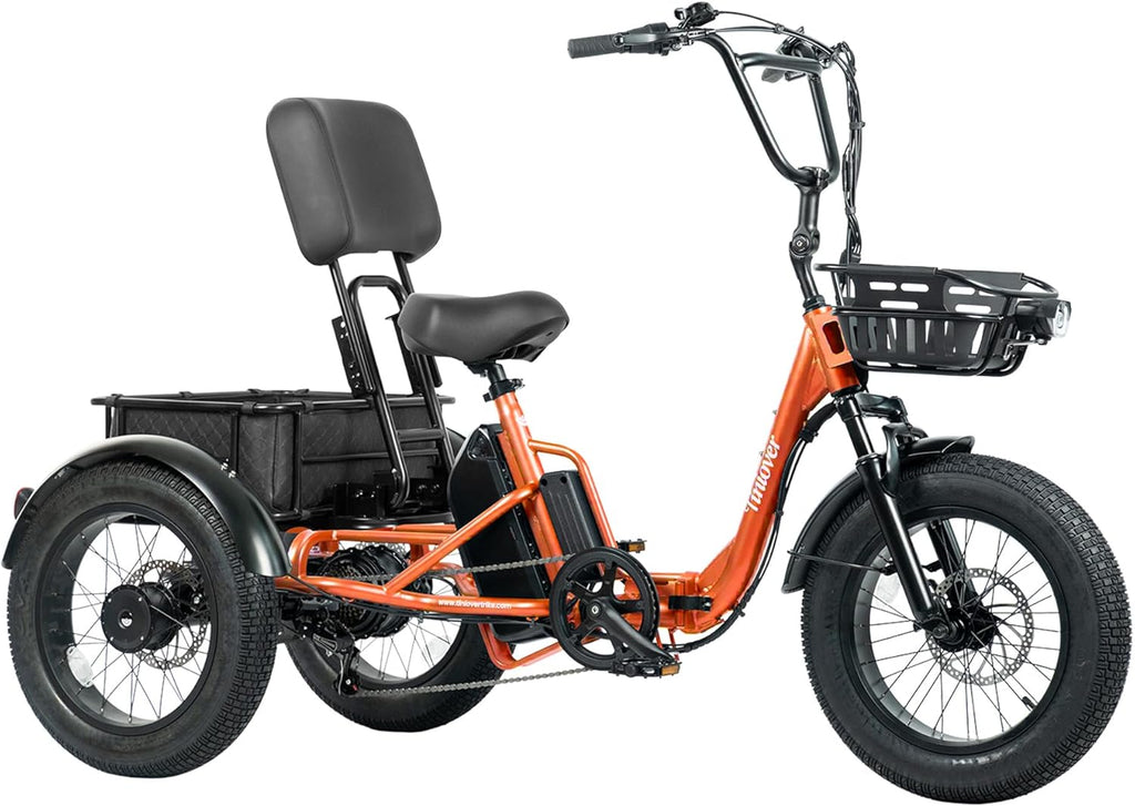 Folding Electric Tricycle for Adults 2 Seater, 20MPH 100 Miles 4' Wide Fat Tire Electric Trike, 3 Wheel Electric Bike 1200W, 48V 20AH Battery, 550LBS Load, Reverse, Parking, Differential, UL Certified