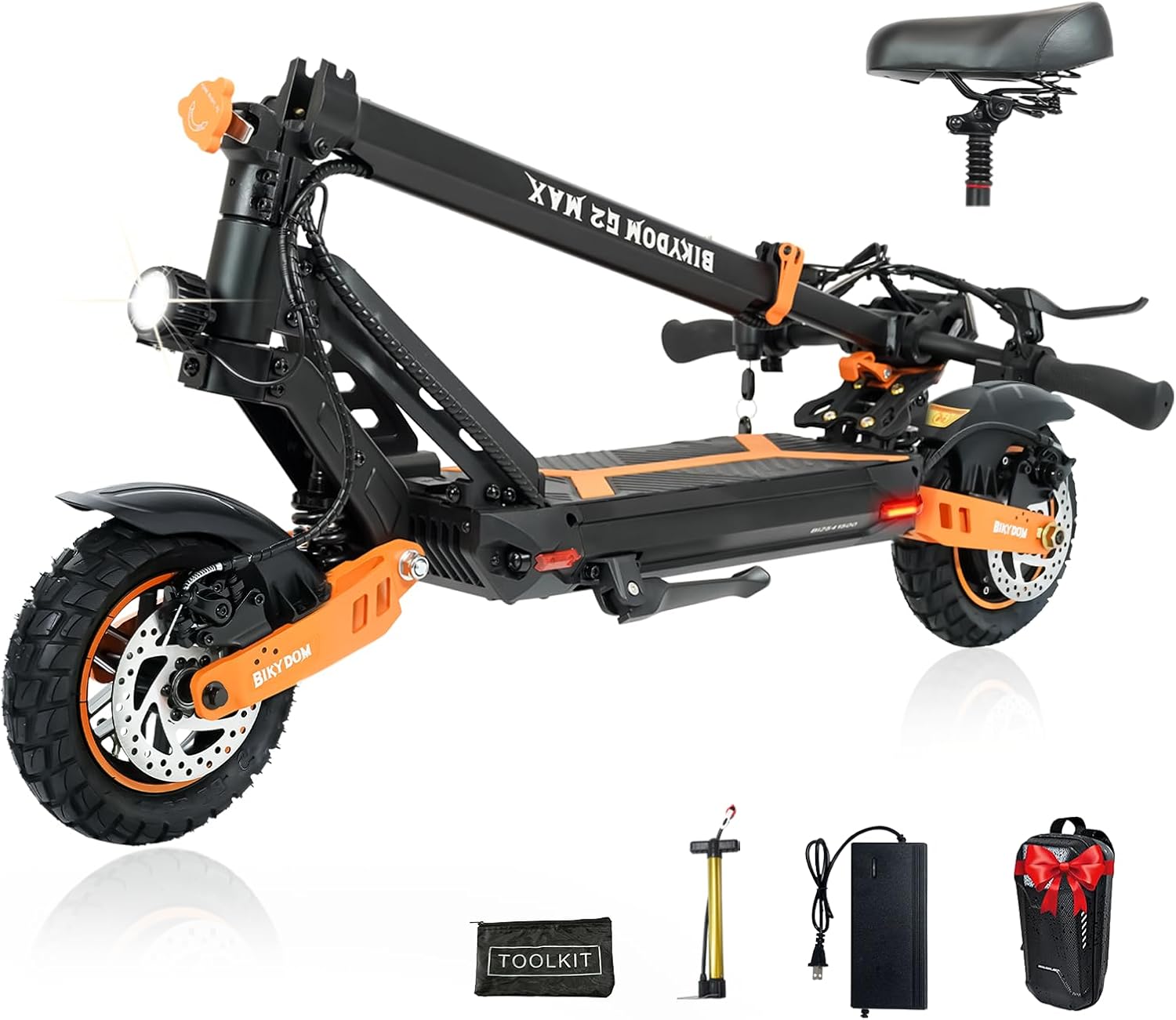 Electric Scooter Adults 1600/4000/6000W Motor 50 Miles Long Range & 40/45/50 MPH Top Speed 10' Off Road Tire Folding E-Scooter 60V/48V 20.8AH Battery Kick Scooter with Detachable Seat for Commuter
