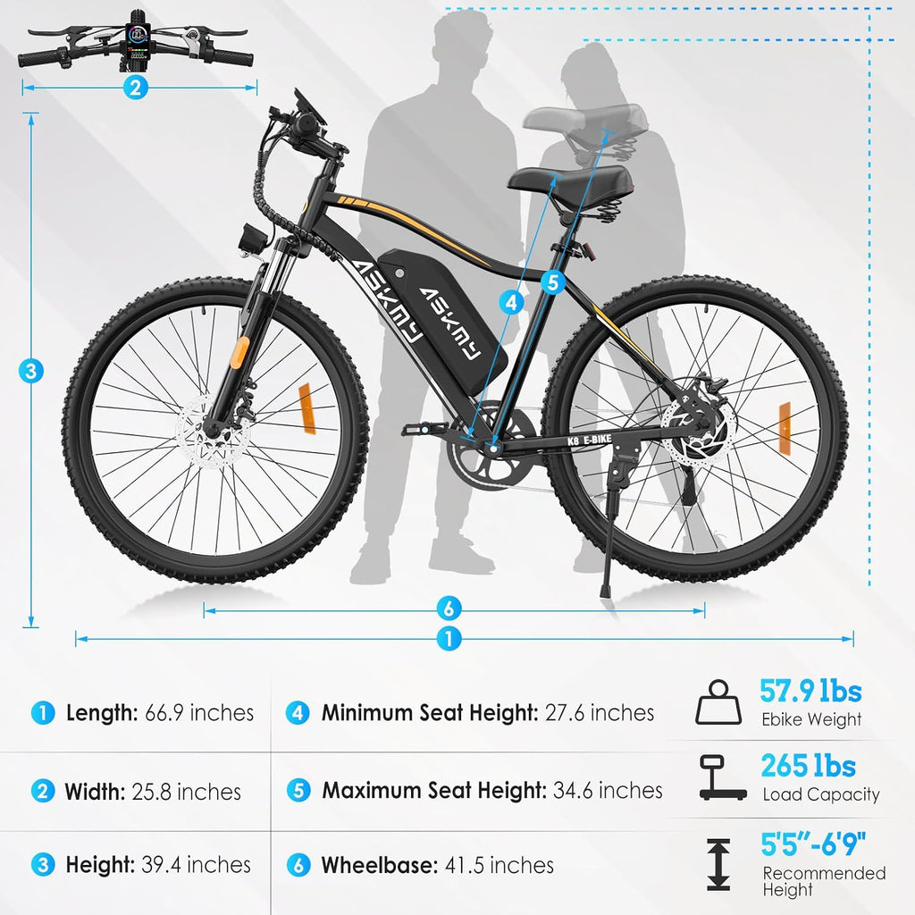 REOCRO Electric Mountain Bike for Adults, 26' E-Bike with 750W Peak, 48V Removable Battery, 45+ Miles PAS Range, 25MPH, 7 Speed, Commuter Ebike for Daily Ride, Electric Bicycle for Teens