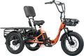 Folding Electric Tricycle for Adults 2 Seater, 20MPH 100 Miles 4' Wide Fat Tire Electric Trike, 3 Wheel Electric Bike 1200W, 48V 20AH Battery, 550LBS Load, Reverse, Parking, Differential, UL Certified
