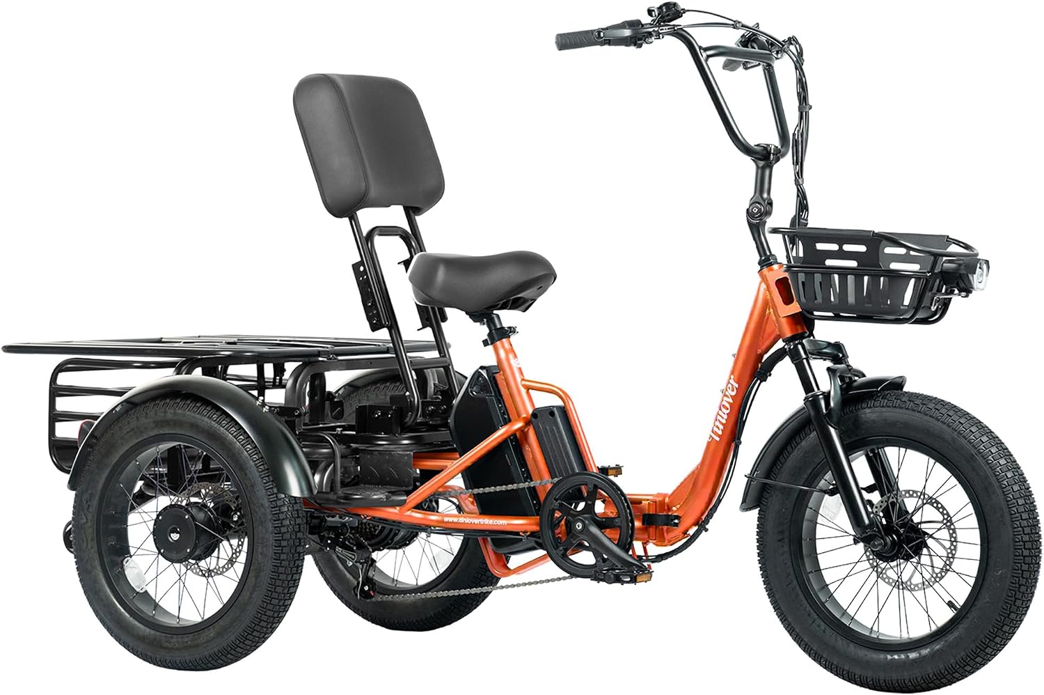 Folding Electric Tricycle for Adults 2 Seater, 20MPH 100 Miles 4' Wide Fat Tire Electric Trike, 3 Wheel Electric Bike 1200W, 48V 20AH Battery, 550LBS Load, Reverse, Parking, Differential, UL Certified
