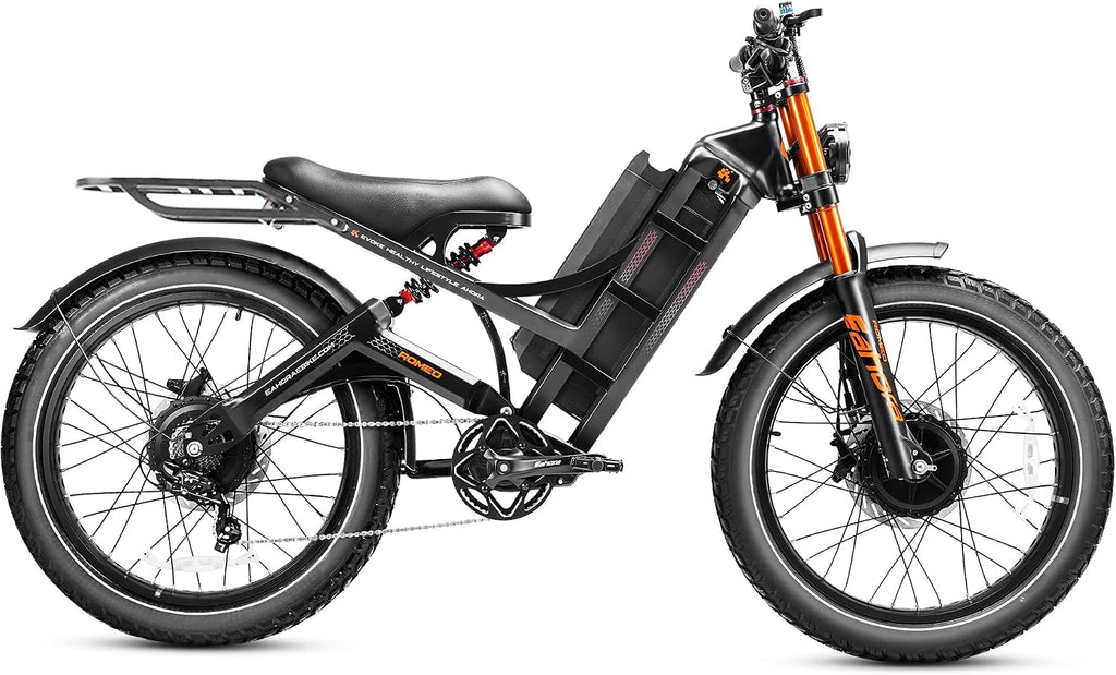 eAhora Romeo Pro 3 Electric Bike for Adults, 5600W 50MPH Dual Motor Ebike, 60V 80AH 250Miles Long Range Electric Bike, 26' *4.0 Fat Tire Electric Mountain Bike Full Suspension Off-Road E-Bike