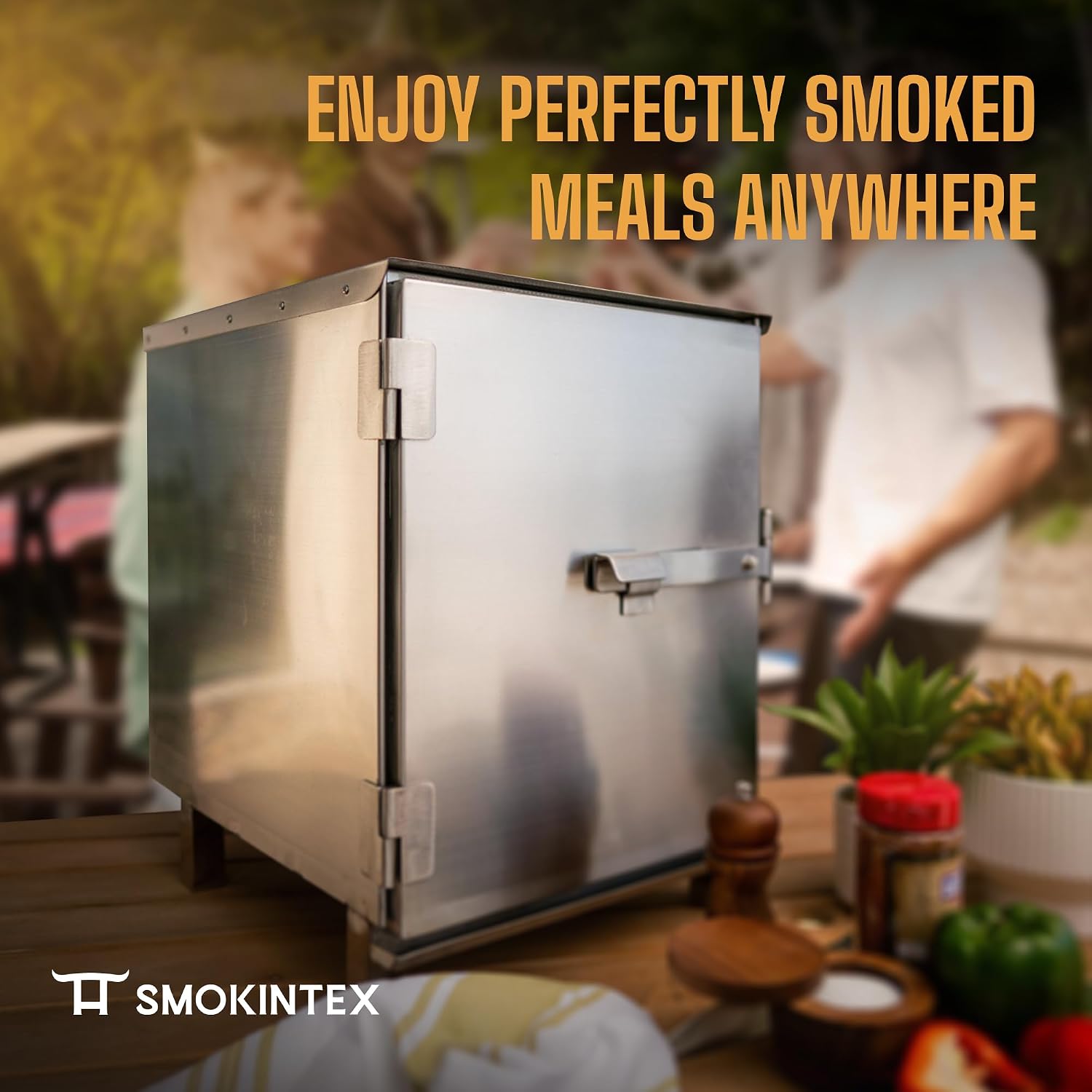 SmokinTex Lil' Tex Electric Smoker - Stainless Steel Portable Meat Smoker Grill with Temperature Control, Wood Chip Tray, and Meat Probe for BBQ, Jerky, Vegetables