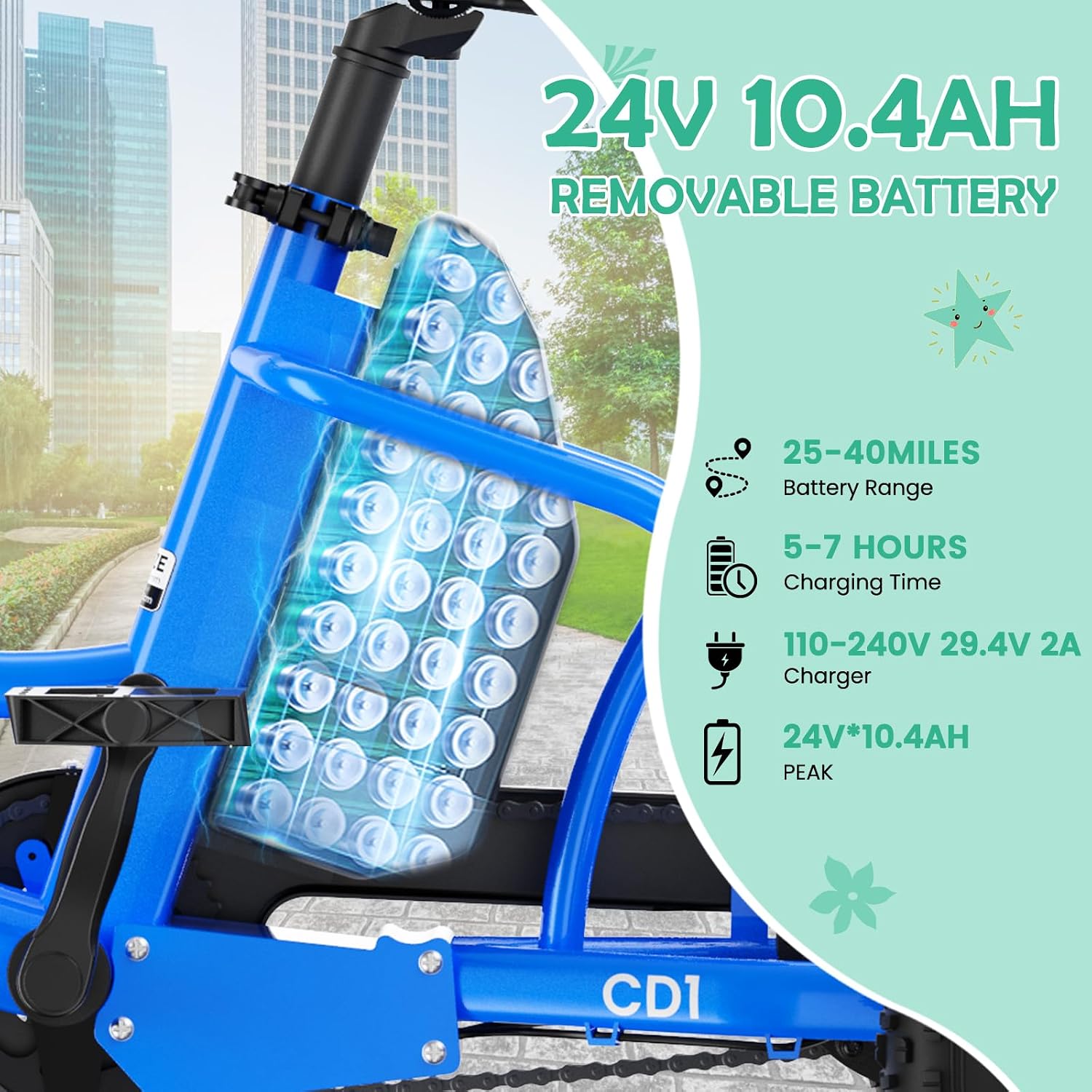 LILYPELLE Electric Tricycle for Youth, 250W Aluminum Frame Electric Tricycle Etrike, 16IN 3 Wheels Electric Bicycle Bikes, 3.0 Fat Tire Electric Trike with Removable Battery and Rear Basket