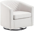 Modern Swivel Rocker Accent Chair Armchair Round Swivel Barrel Chair, 360° Rotating and Glide Back and Forth, Linen Beige