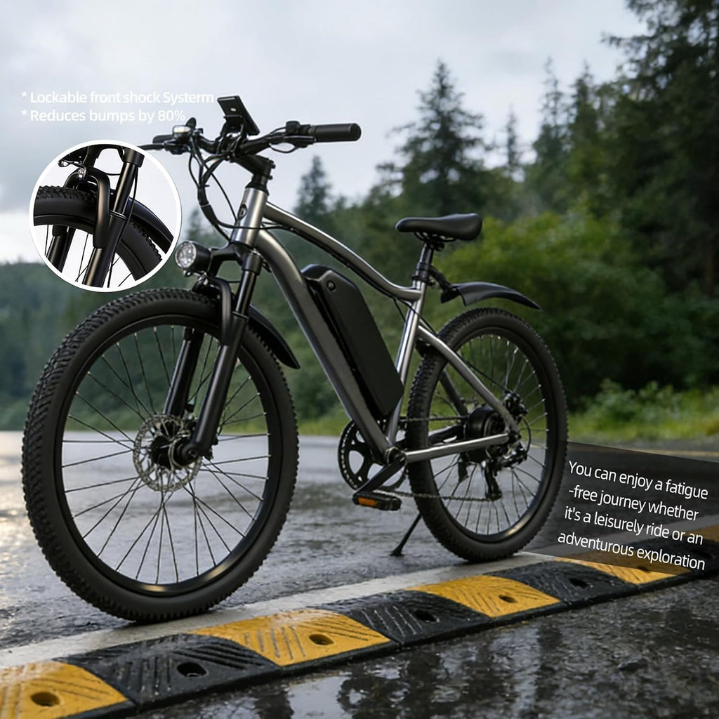 Electric Bike for Adults, Peak 750W Brushless Motor, Top Speed 25 mph, Range 35-40 Miles, 26-inch Mountain E-Bikes, Unisex Commuter Suitable Cit/Mountain/Road Use，7 Speed/UL Certified ebikes