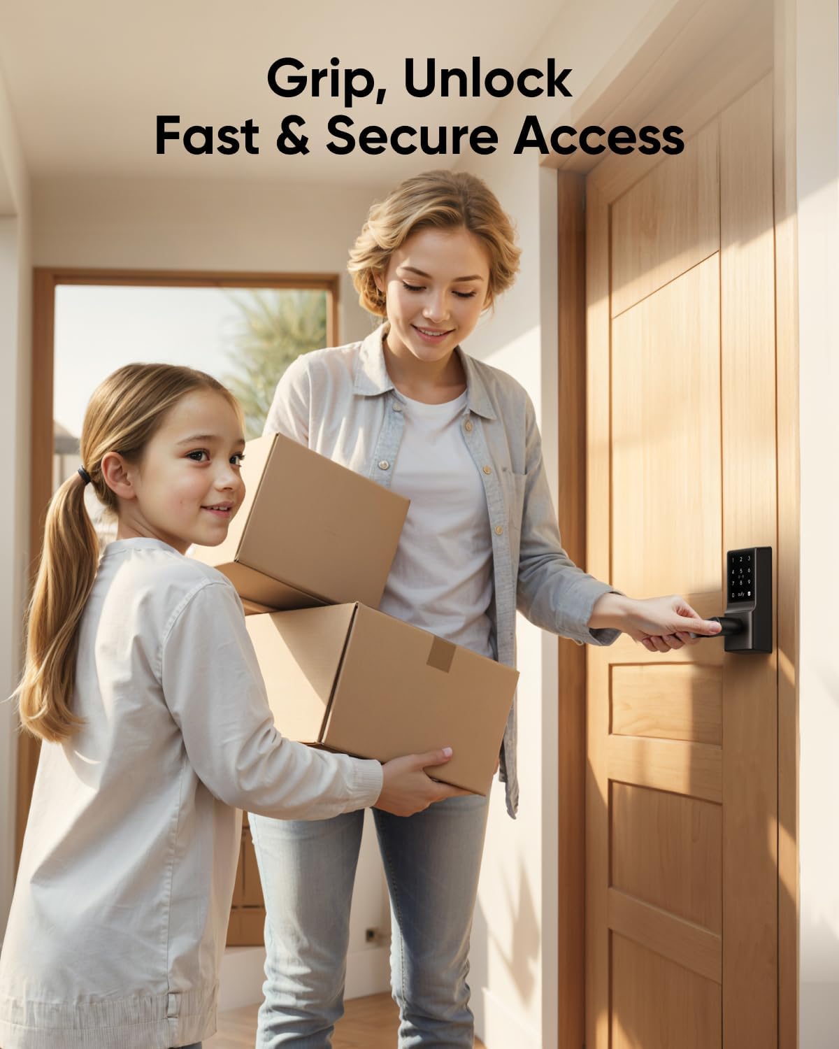 eufy Security Smart Lock C33, Keypad Door Lock with Handle, Fingerprint Door Knob, Keyless Entry Door Lock for Front Door and Bedrooms, Electronic Deadbolt, Wi-Fi, App Control, IP53 Waterproof, Black