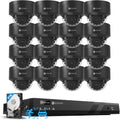 4COVR PoE 4K 16 Channel Security Camera System for Business, Human Vehicle Detection, 16x 8MP IK10 Vandal-Proof IP67 Dome Commercial IP Camera Night Vision, 16CH NVR 4TB, 24/7 Recording, LY54AB8M1616