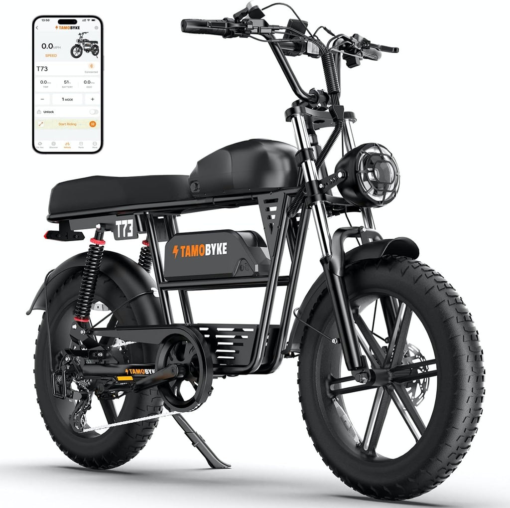 Tamobyke Premium T73 Series Electric Bike for Adults,48V15Ah/36Ah/41Ah Large Battery,1000W/1500W/3000W Powerful Motor, 28/33/37.5Mph Max Speed,20''*4'' Fat Tire E-Bike for Commute/Off-Road. Age 15+.