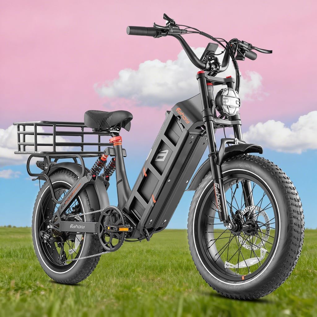 eAhora Juliet Pro II Electric Bike for Adults Peak 5200W Dual Motor Electric Bike Up to 43MPH, 70AH/60AH 220+Miles Long Range Ebike, 20' Fat Tire Full Suspension Electric Bicycle for Commute
