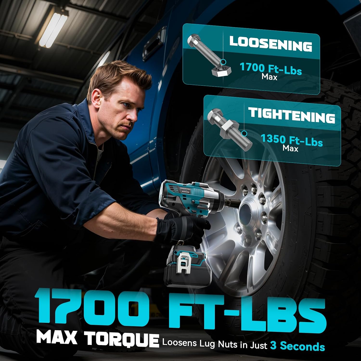 DIYtoolifz Cordless Impact Wrench 1/2' Compatible with Makita 18v Battery, 1700 Ft-lbs High Torque Impact Driver with 6Pcs Sockets & Storage Case, Impact Gun with 4 Modes & LED Light(Tool Only)