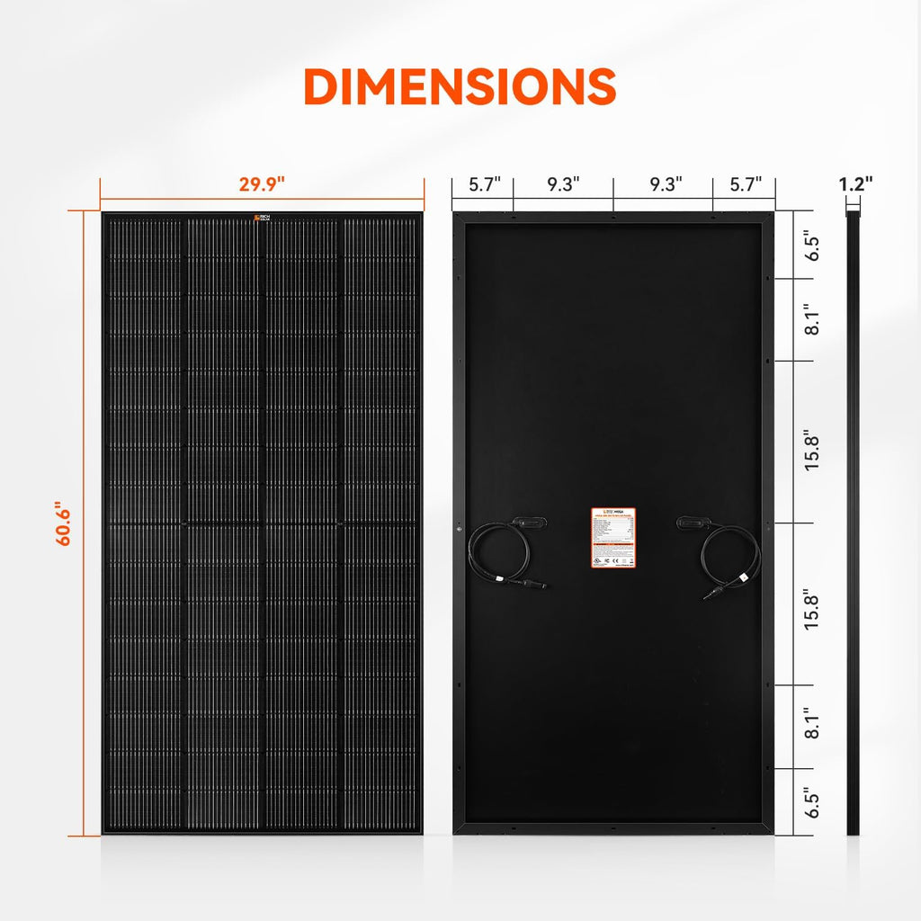 RICH SOLAR 250 Watt 12 Volt 16BB Monocrystalline Solar Panel N-Type Cells High Efficiency Solar Module for RV Trailer Camper Marine Off Grid All Black