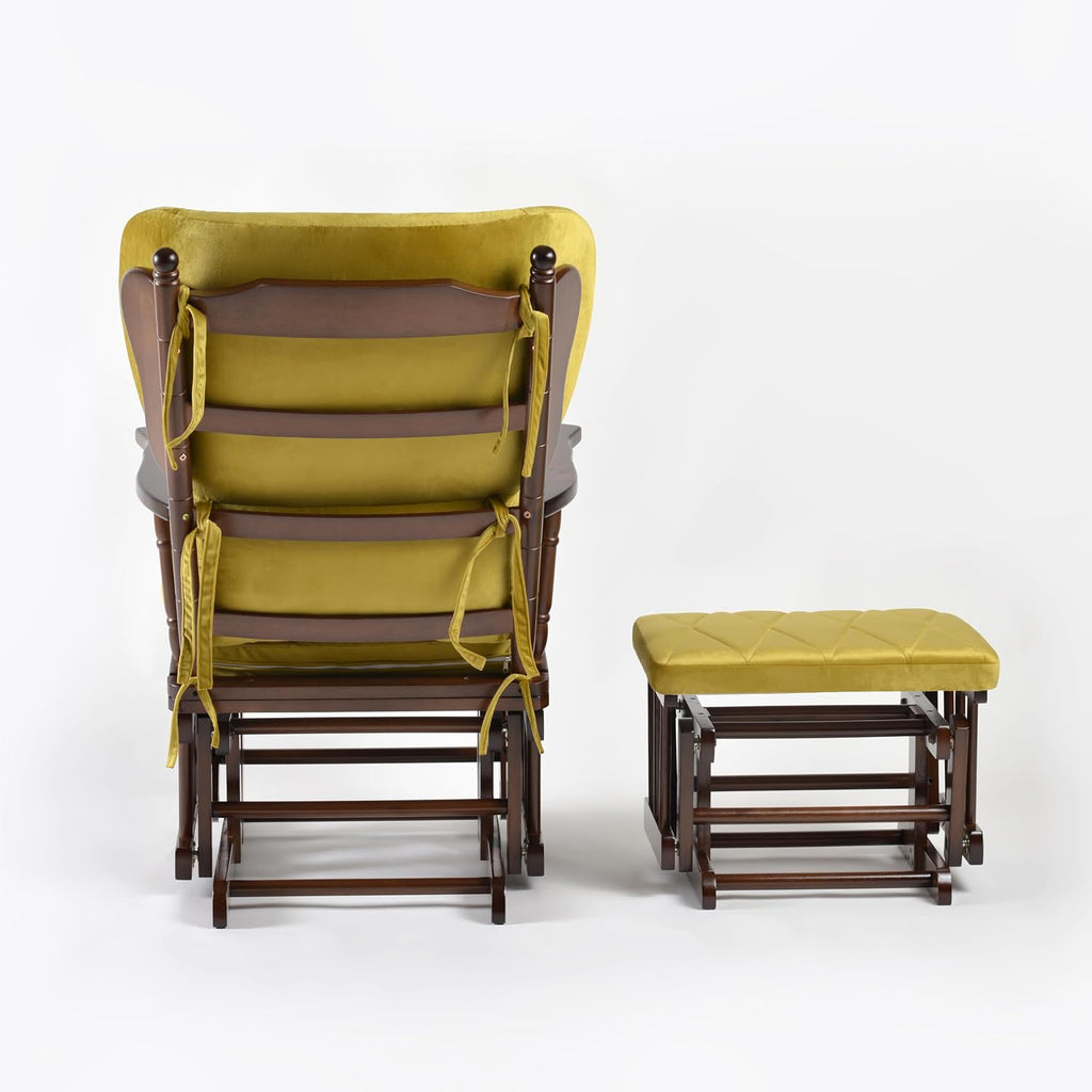 Comfort Deluxe Glider Chair and Ottoman Set (Greenish Yellow)
