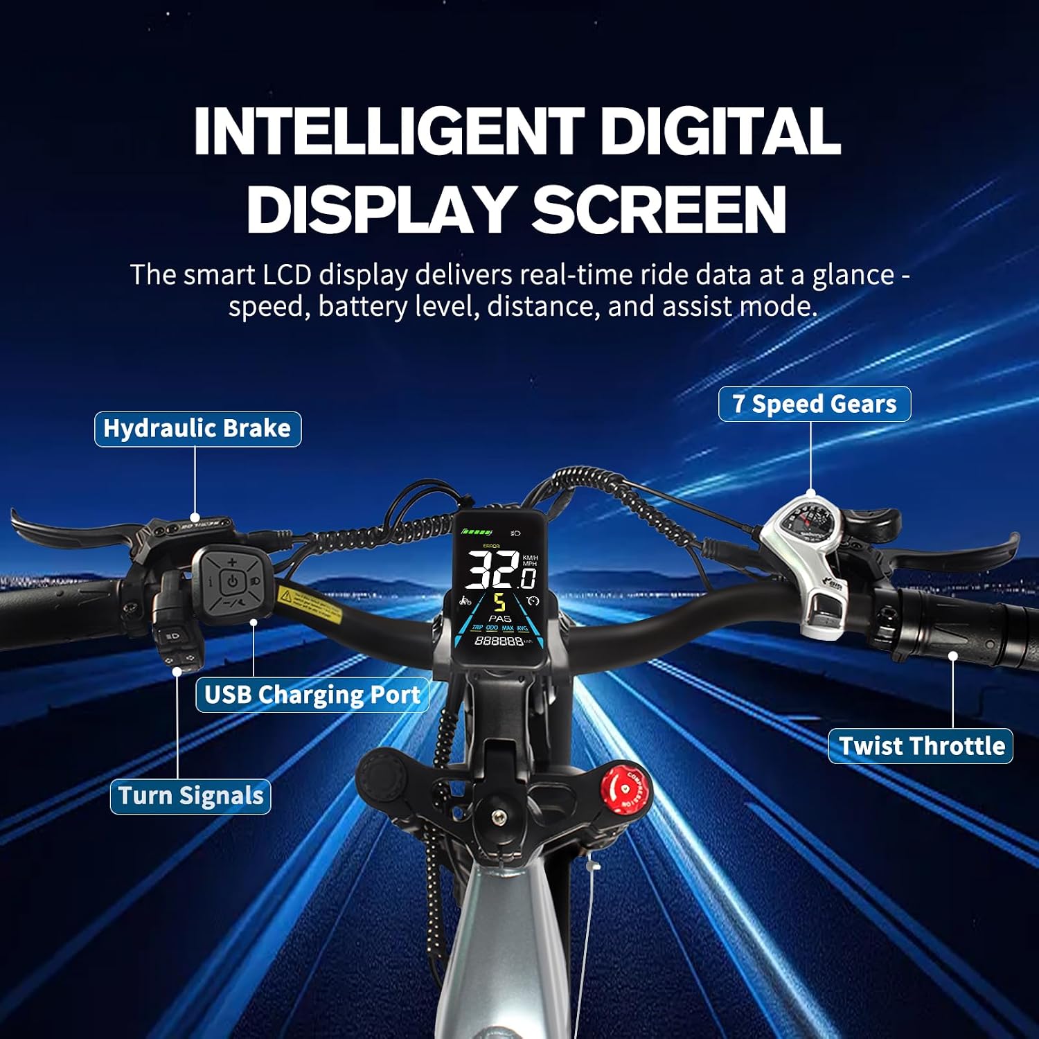 Wildeway 26' Snow Fat Tire Electric Bike for Adults, 1300W Motor 32MPH Ebike with 48V 20Ah Removable Battery, Full Suspension Off-Road Mountain Long Range Electric Bicycle 2 Seat