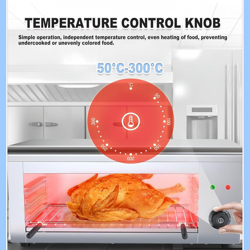Electric Melter Grill,Commercial Salamander Broiler, 50–300°C Indoor Commercial Beef Chicken Grill, Stainless Steel Steak Cooker, for Home Use