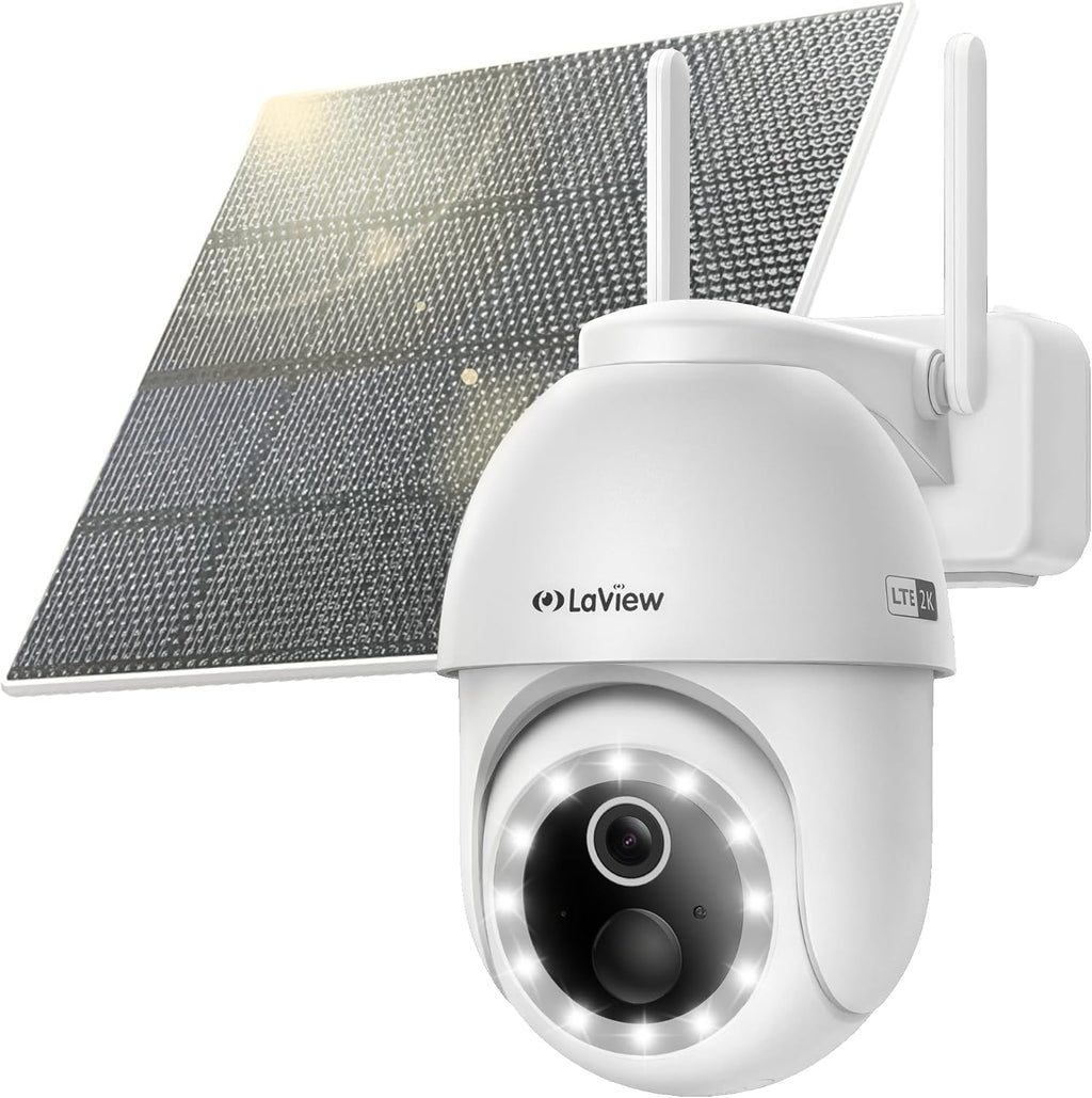 LaView 4G LTE Cellular Security Camera 2K Solar Camera Outdoor Wireless, Solar Powerd Security Camera with Color Night Vision, 360 PT Cameras for Home Security Motion Detection,SD Storage