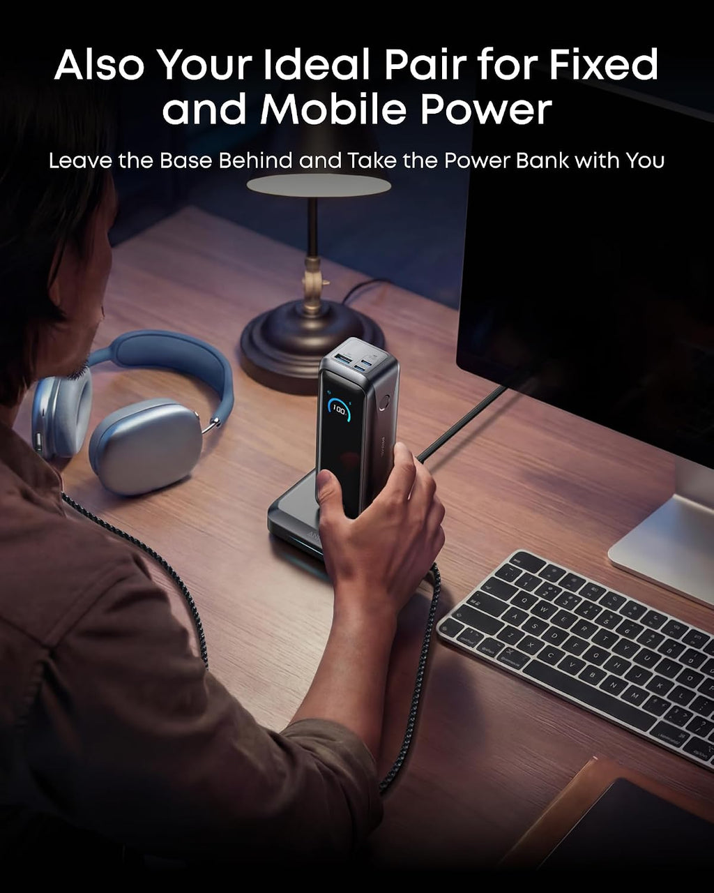 Anker Prime Power Bank and Charging Base, 20,100mAh 220W Max Portable Charger with Base for 6 Devices, Two-Way Charging, TSA-Approved, App Control, for MacBook, iPhone 17/16 Series, and More