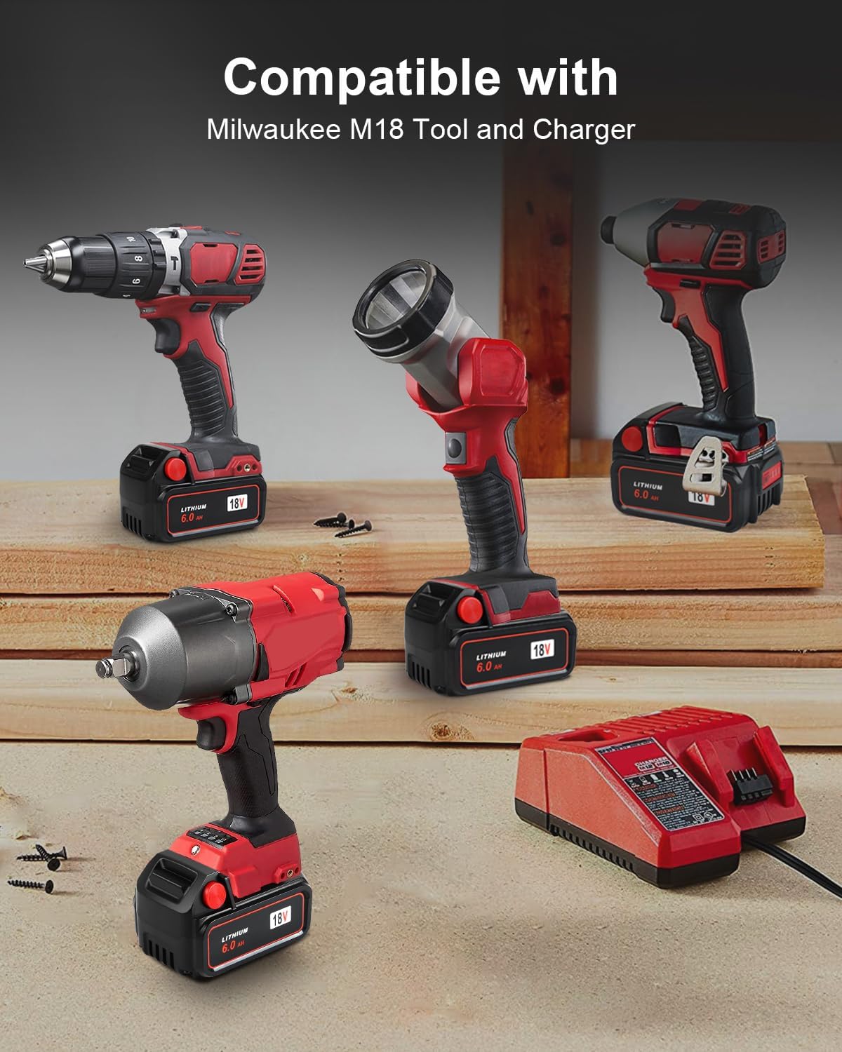 Aoasur 8-Pack 6.0Ah Replacement Battery Compatible with Milwaukee M -18 18v 6000mAh