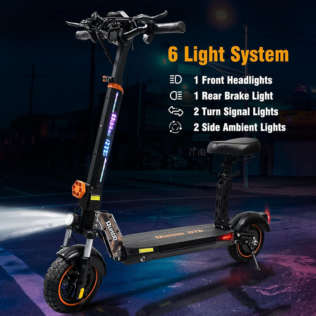 Electric Scooter Adults 1600/2000W Motor 50 Miles Long Range & 30/35 MPH Top Speed 10' Off Road Tire Folding E-Scooter 48V 20.8AH Battery Kick Scooter with Detachable Seat for Commuter Outdoor