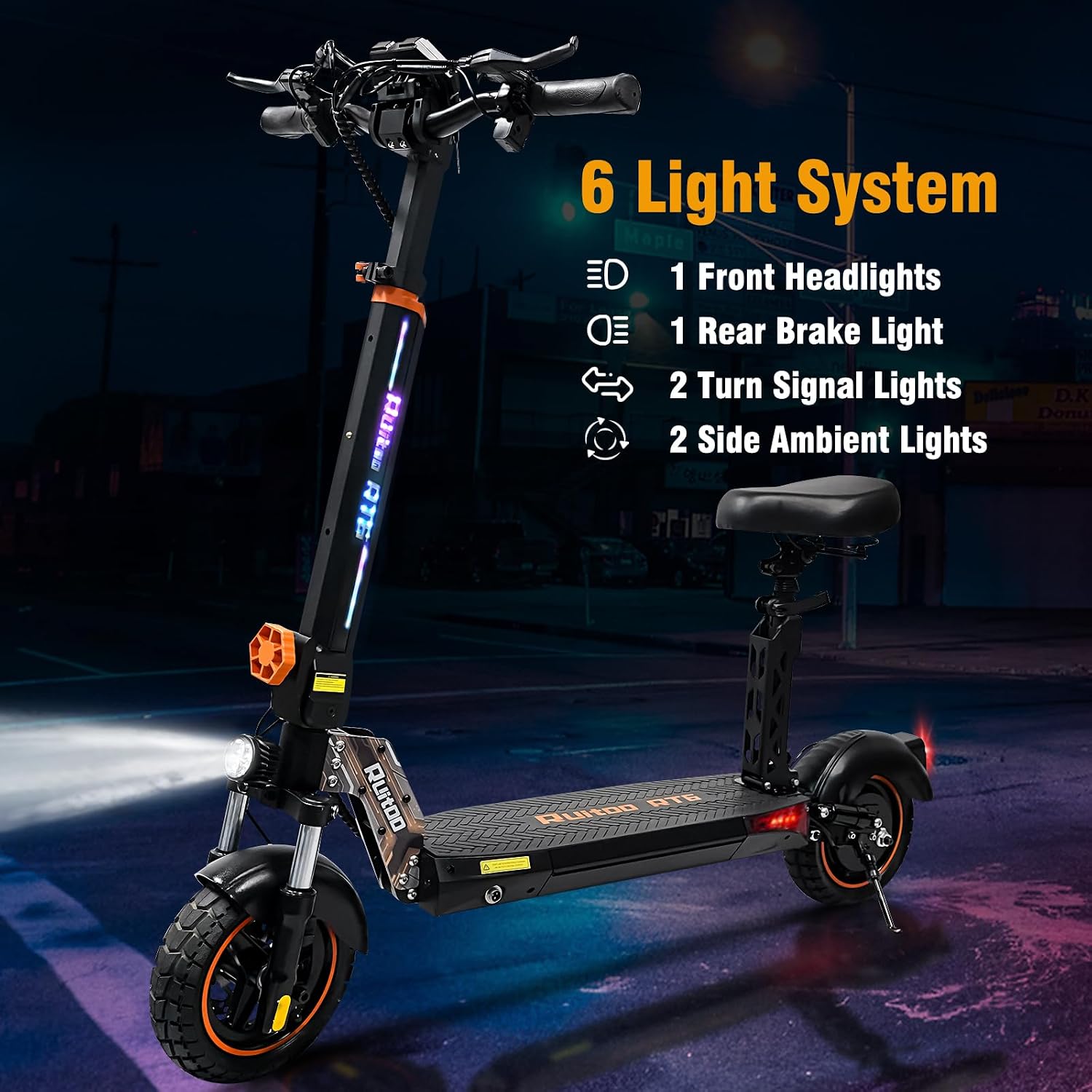Electric Scooter Adults 1600/2000W Motor 50 Miles Long Range & 30/35 MPH Top Speed 10' Off Road Tire Folding E-Scooter 48V 20.8AH Battery Kick Scooter with Detachable Seat for Commuter Outdoor