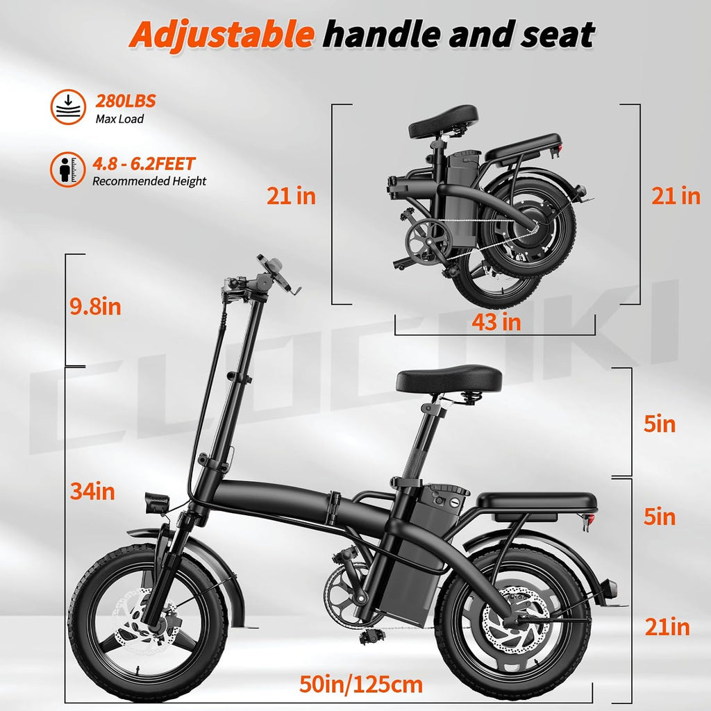 550W Powerful Electric Folding Bike for Adults – 23MPH Top Speed, 35 Miles Range, 48V 12Ah Battery, Foldable Ebike with Charger & Dual Disc Brakes,14' Commuter Mini E Bikes, Hill Climbing Commuter