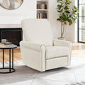360° Swivel Rocker Recliner Chair with Upholstered Backrest, Small Rocking Recliner for Small Spaces, Chenille Fabric Glider Recliner Nursery Chair (Chenille-Beige, One Chair)