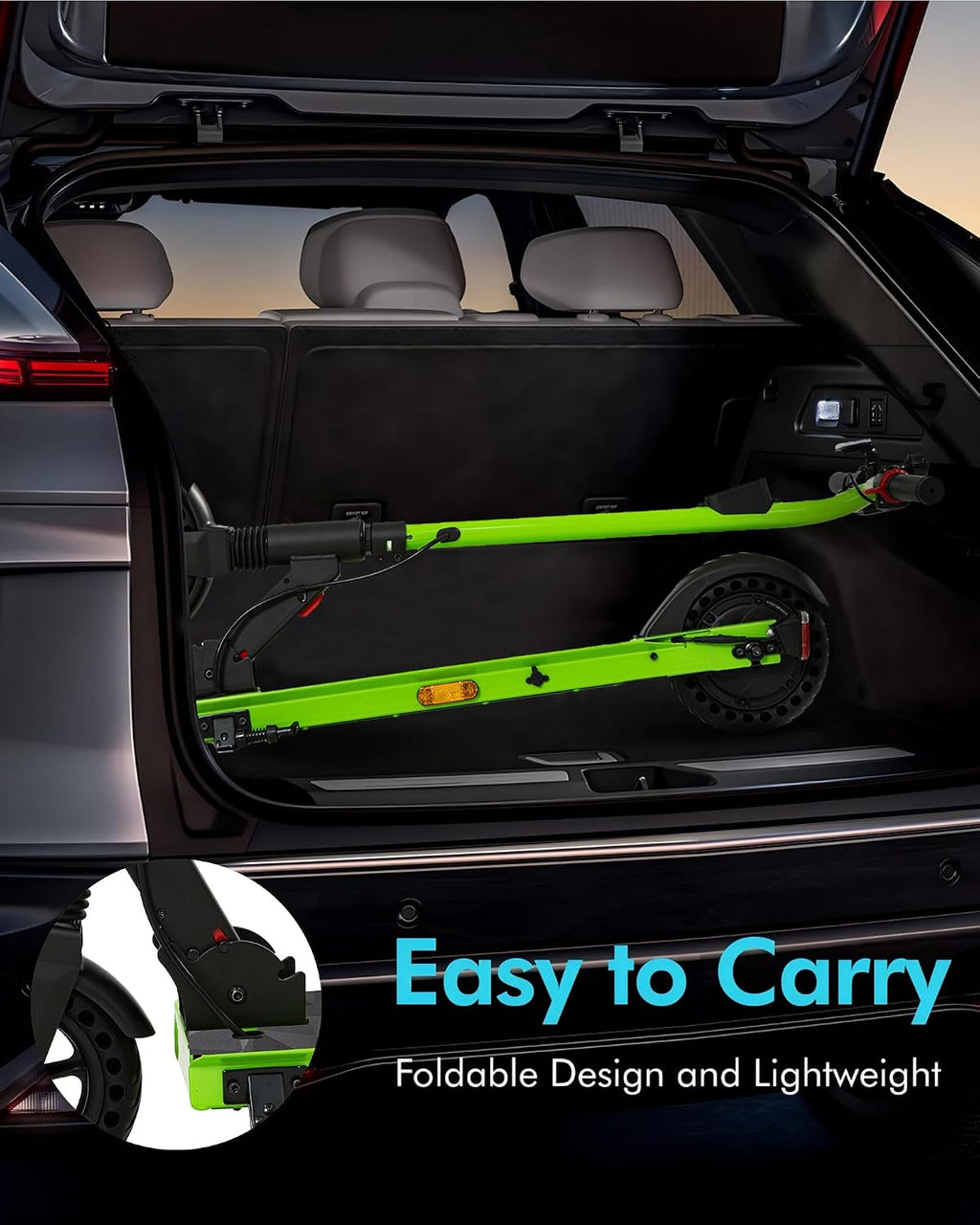 QnQ Electric Scooter 500W Peak Motor, 12 Miles Range & 15 MPH, 8' Flat-Free Tires, UL Certified, Foldable Electric Scooter for Adults, Teens and Big Kids