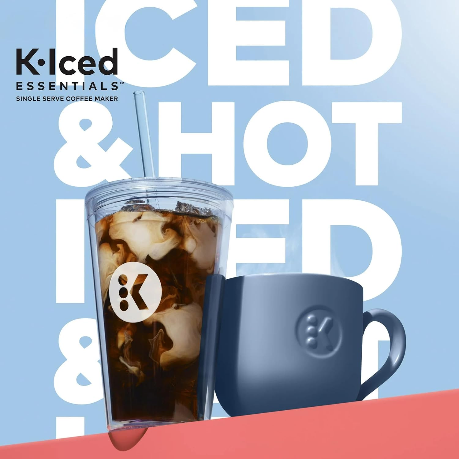 K-Iced Essentials Coffee Maker, Single-Serve KCup Pod Brewer with Removable Reservoir and Auto-Off, Energy Efficient, Includes K Iced Tumbler, Compact, Arctic Gray