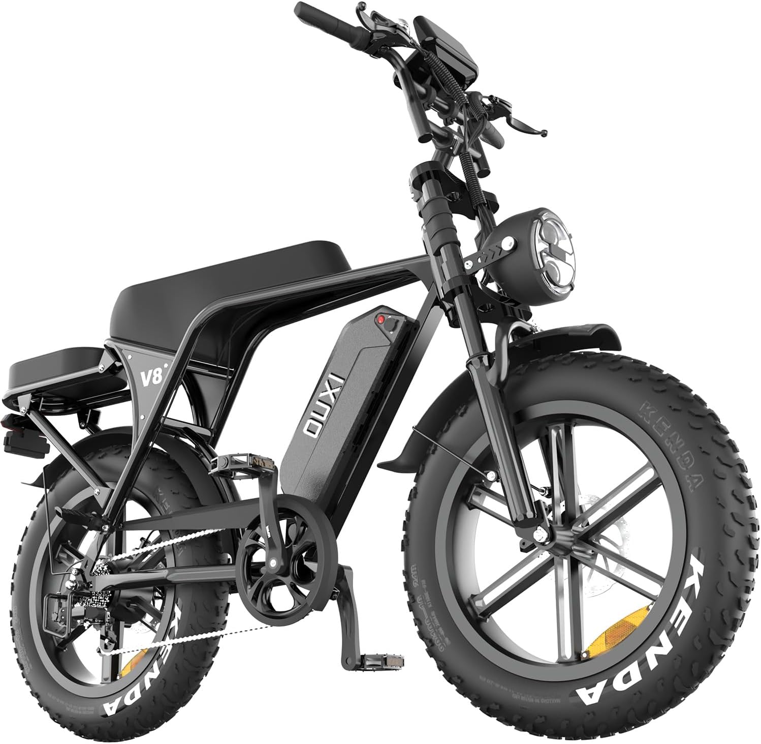 OUXI V8/V8MAX Electric Bike for Adults, E Dirt Bike Peak 1000W, 31 MPH, 15/30 AH Removable Battery, 20' Fat Tire Electric Bike, 7-Speed Gear Electric Bicycles, Ebike Moped for Commuting & Off-Road
