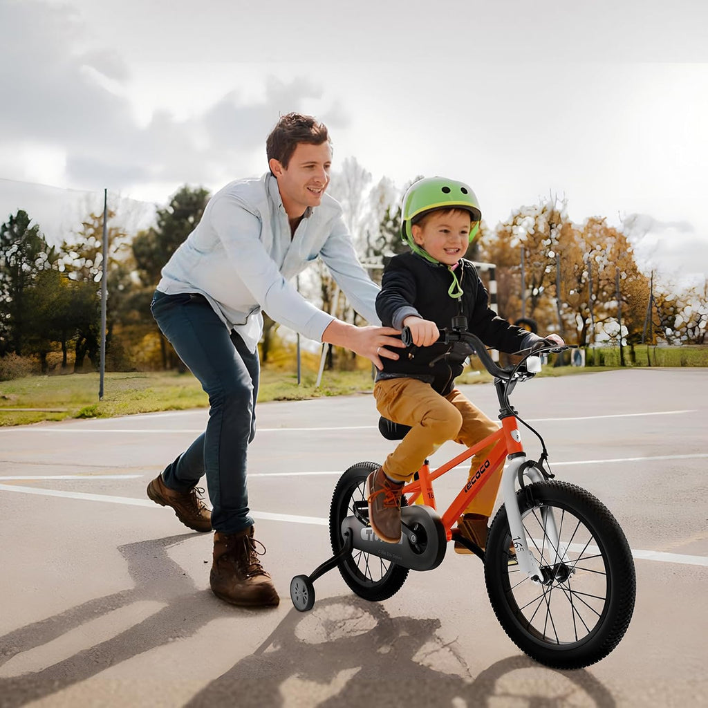 lecoco Kids Bike for Boys Girls, 14 16 18 Inch Children's Bicycle with Training Wheels Pedal Brakes Handbrake & Kickstand Training Bike for Kids and Toddler Multiple Color | with Training Wheels, Pedal Brakes, Handbrake, Kickstand