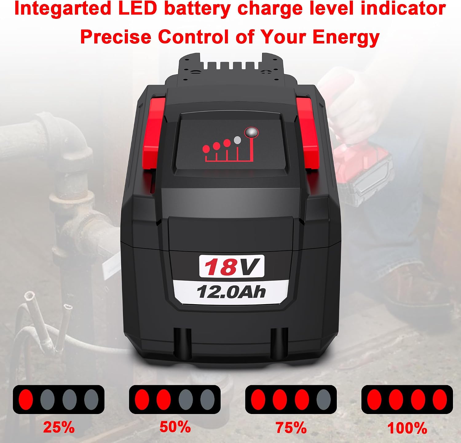BULL-TECH 18V 12.0 AH Replacement for Milwaukee Electric Tools M18 High Output HD12.0 Battery Pack Compatible with All Power 18V Milwaukee Power+ Tools