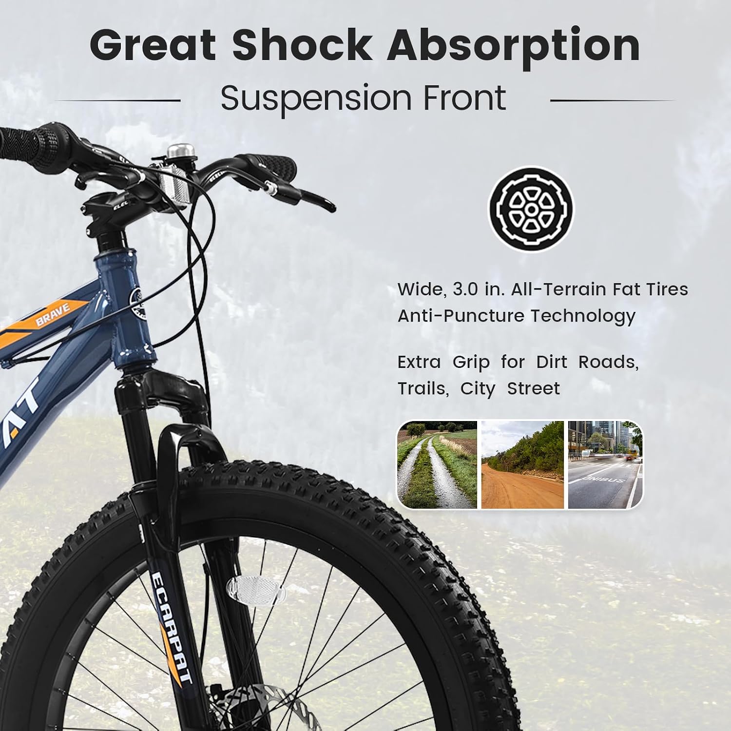 20/24/26 Inch Fat Tire Mountain Bike Variable Speed Dual Disc Brake Kids Adult Free Return