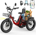 Skeri Electric Tricycle for Adults, 750W(Peak 1350W) Motor Etrike, 20'x4' Folding Fat Tire Electric Trike, 48V13Ah Battery, 3-Wheel Electric Bike, 20MPH, Front & Rear Basket & Differential