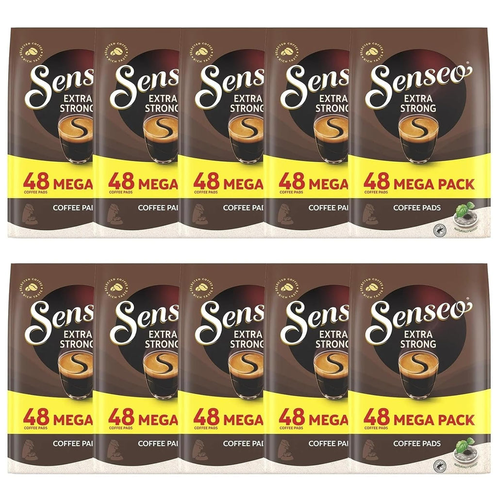 Senseo Extra Strong Dark Roast Coffee Pods, 48 Count (Pack of 10) - Single Serve Coffee Pods Bulk Pack for Senseo Coffee Machine - Compostable Coffee Pods for Hot or Iced Coffee, Cold Brew Coffee