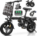 Electric Bike for Adults Teens, 14' Commuting Folding ebike with 560W Motor and 48V Battery, 24MPH 3 Level Pedals Assist, Dual Disc Brakes, Compact Foldable Electric Bicycle with UL2849 Certification