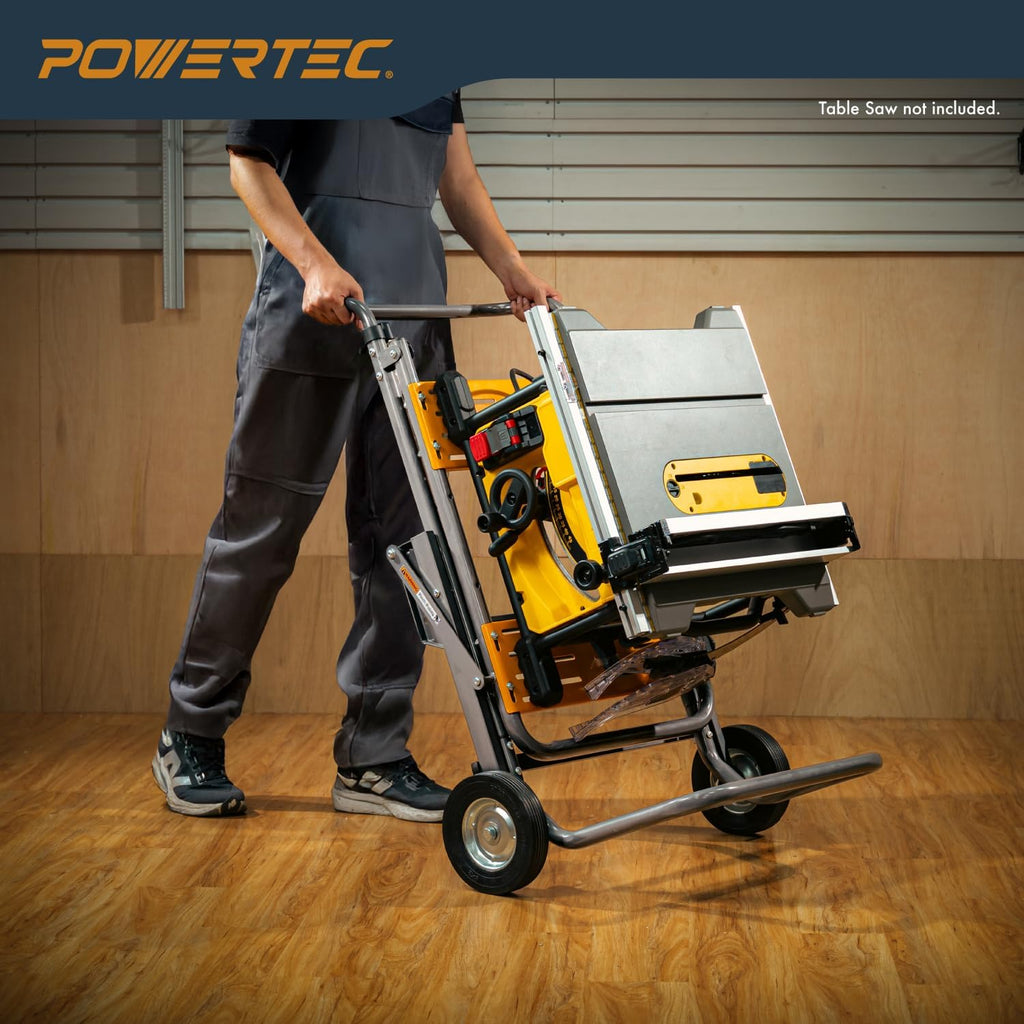 POWERTEC Table Saw Stand with 8-Inch Jobsite Wheels, Upright Folding Design, 330Lbs Load Capacity, Multiple Adjustable Mounting Options (MT4009V)