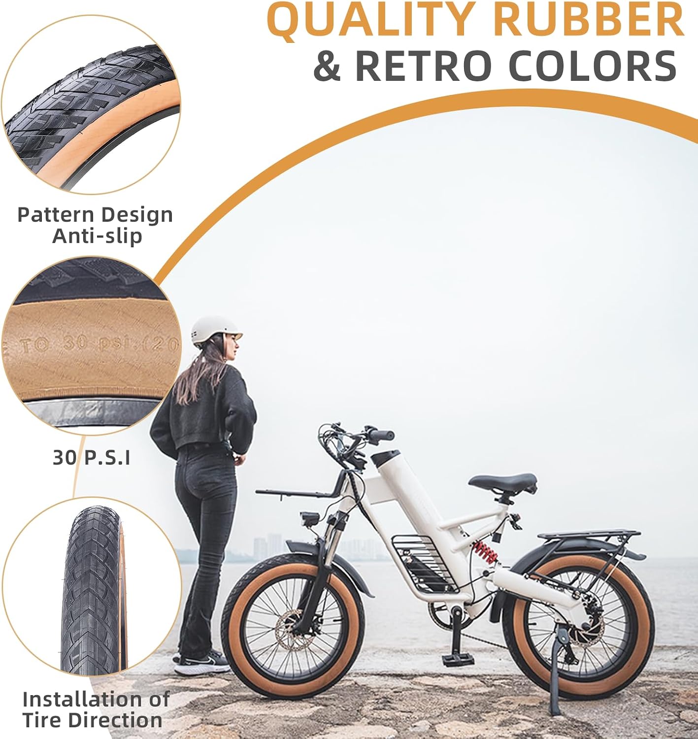 26 x 4.0 Inch 2 Pcs E-Bike Fat Tires with Inner Tubes and Tire Levers Set,Puncture Proof Replacement Tire Compatible with Mountain Beach Snow or 3-Wheel Bikes